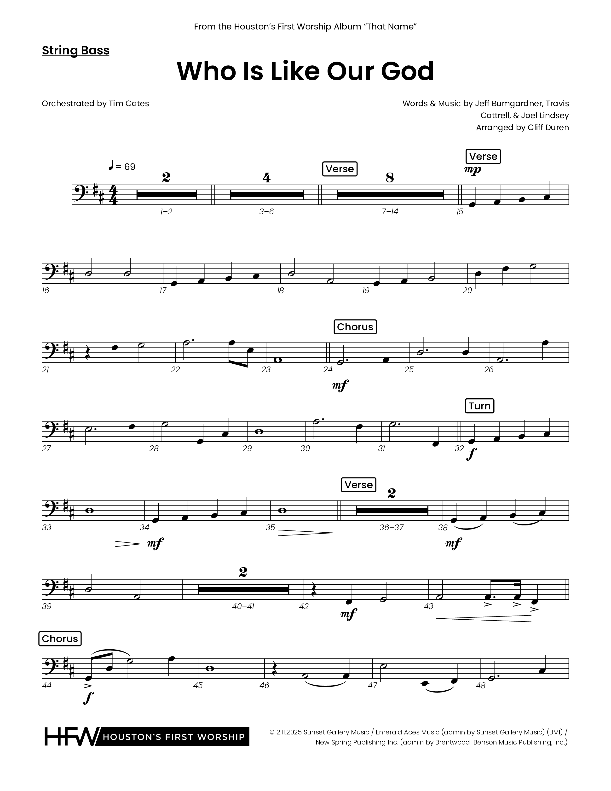 Who Is Like Our God (Choral Anthem SATB) String Bass (Houston's First Worship)