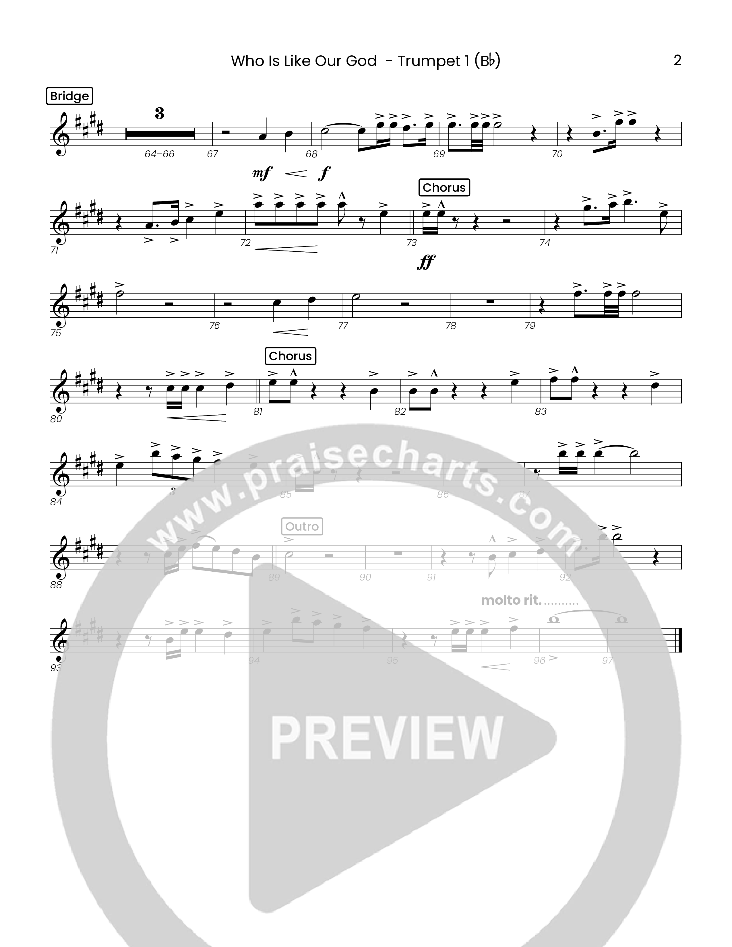 Who Is Like Our God (Choral Anthem SATB) Trumpet 1 (Houston's First Worship)