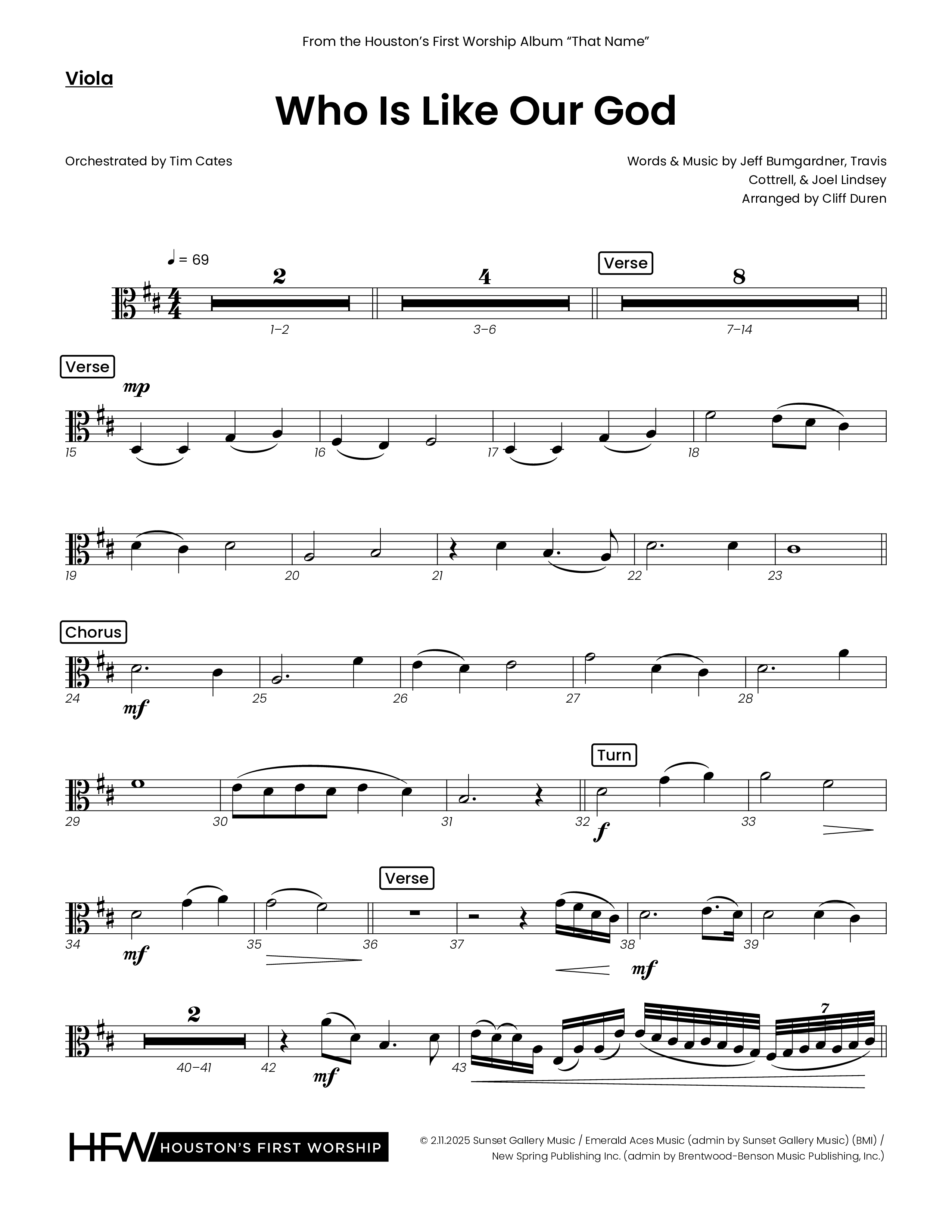 Who Is Like Our God (Choral Anthem SATB) Viola (Houston's First Worship)