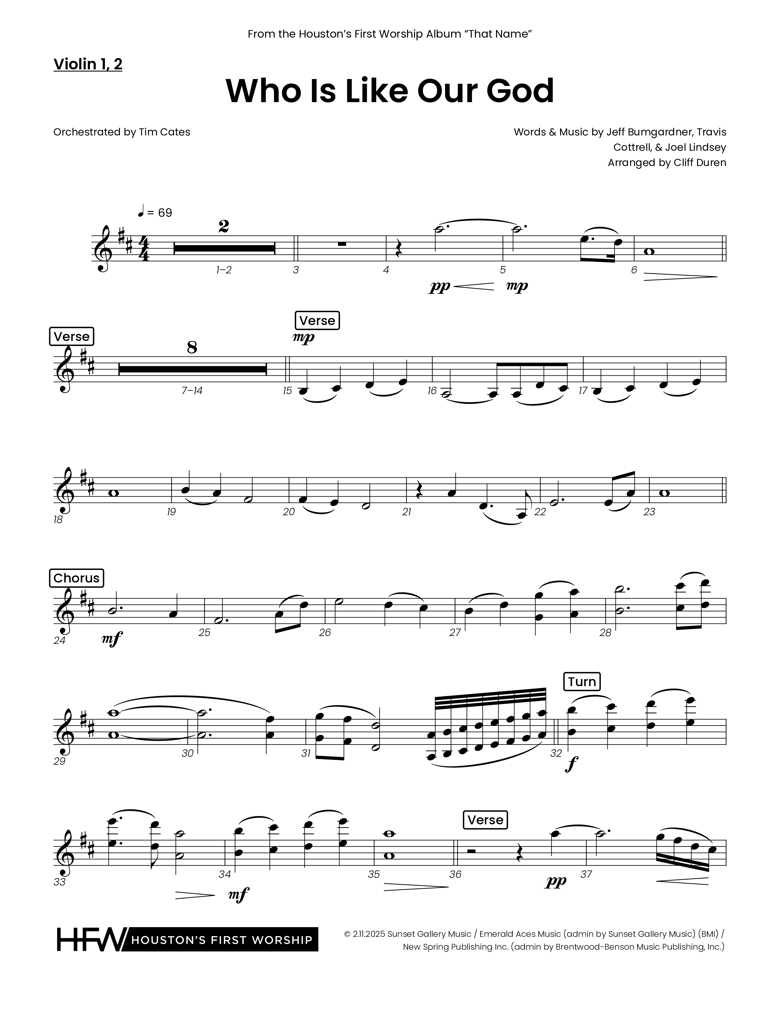 Who Is Like Our God (Choral Anthem SATB) String Pack (Houston's First Worship)