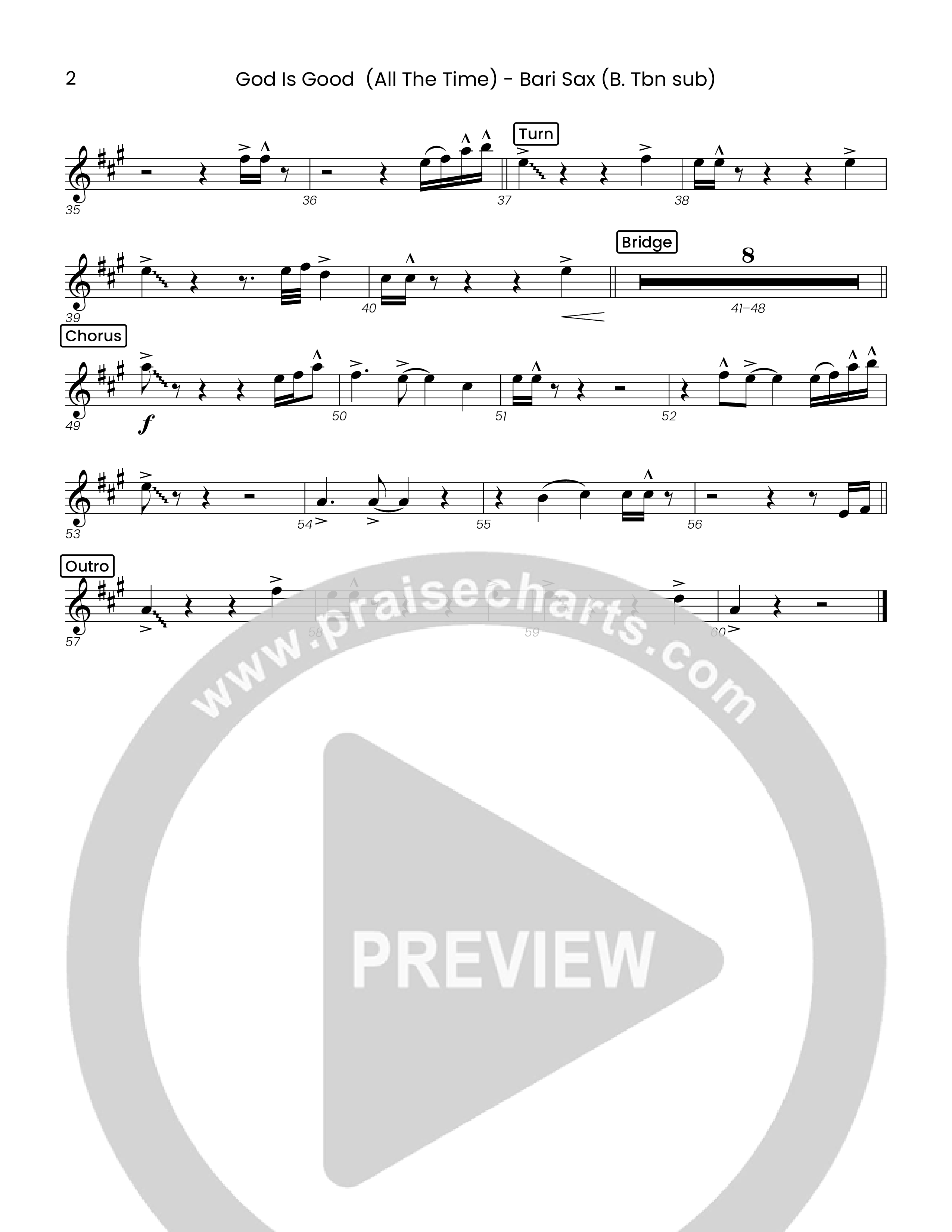 God Is Good (All The Time) (Choral Anthem SATB) Bari Sax (Houston's First Worship)