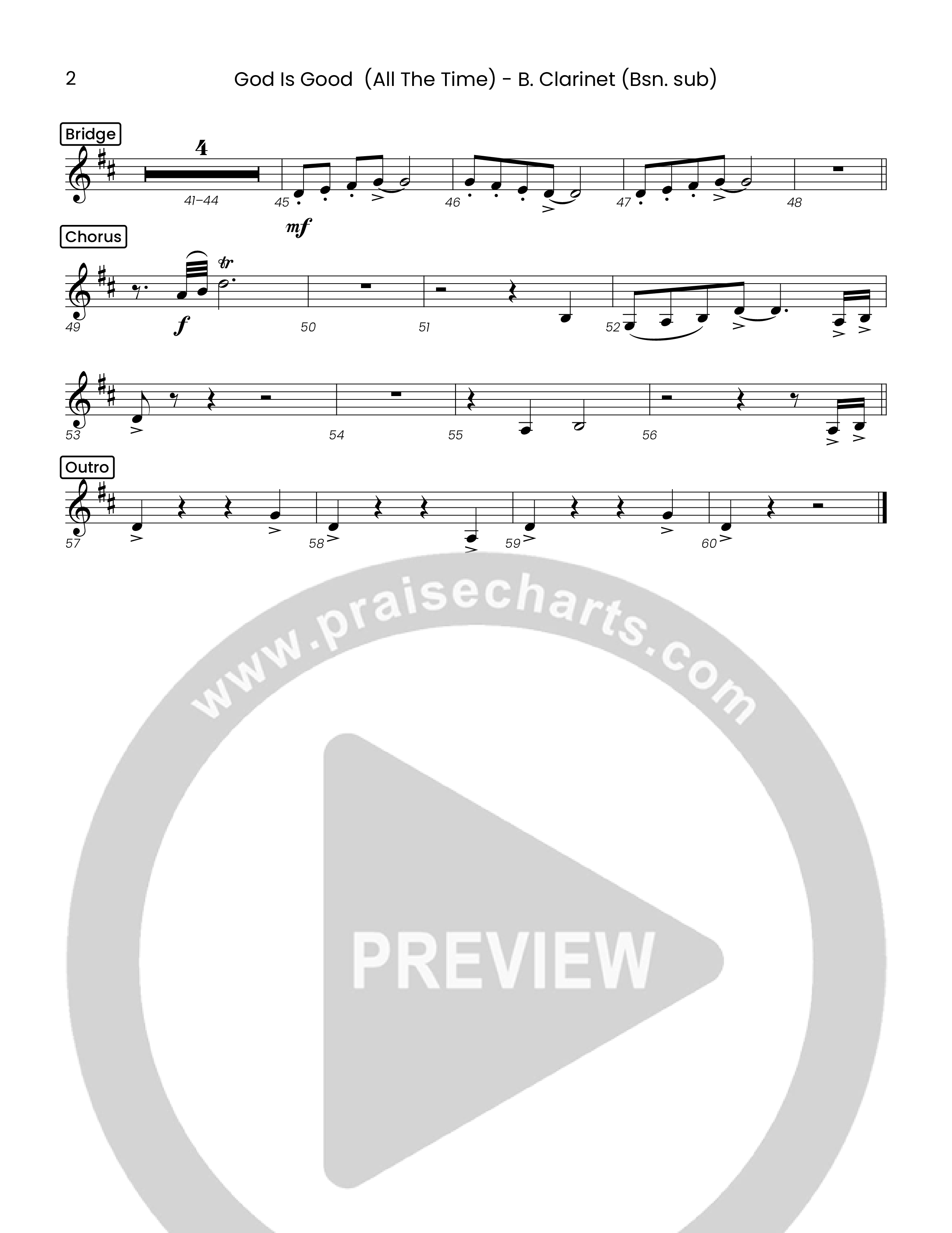 God Is Good (All The Time) (Choral Anthem SATB) Bass Clarinet (Houston's First Worship)