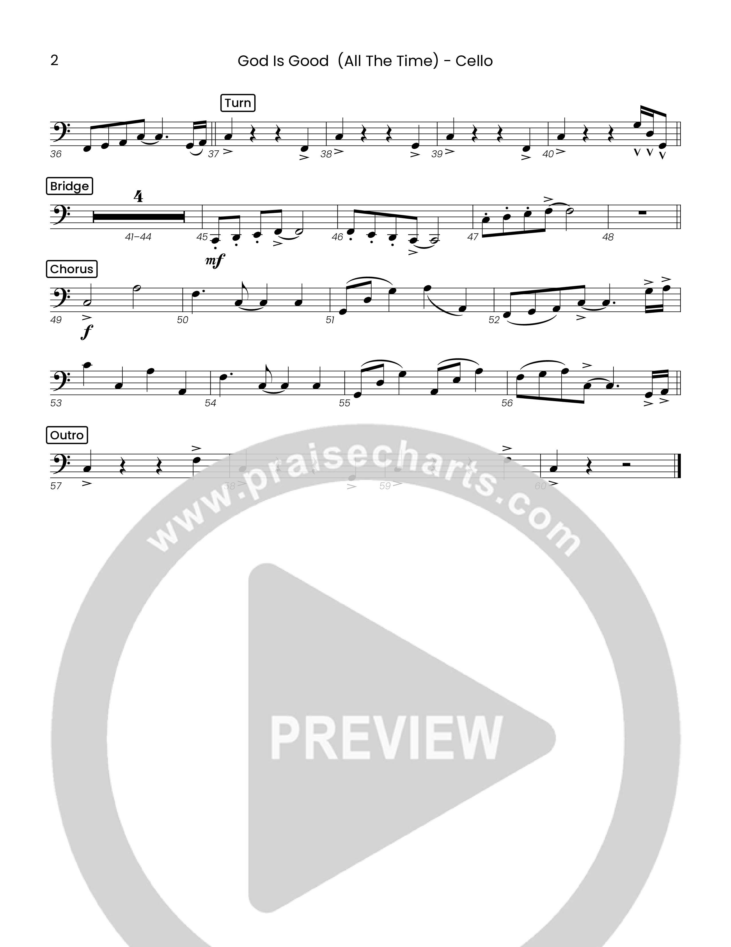 God Is Good (All The Time) (Choral Anthem SATB) Cello (Houston's First Worship)