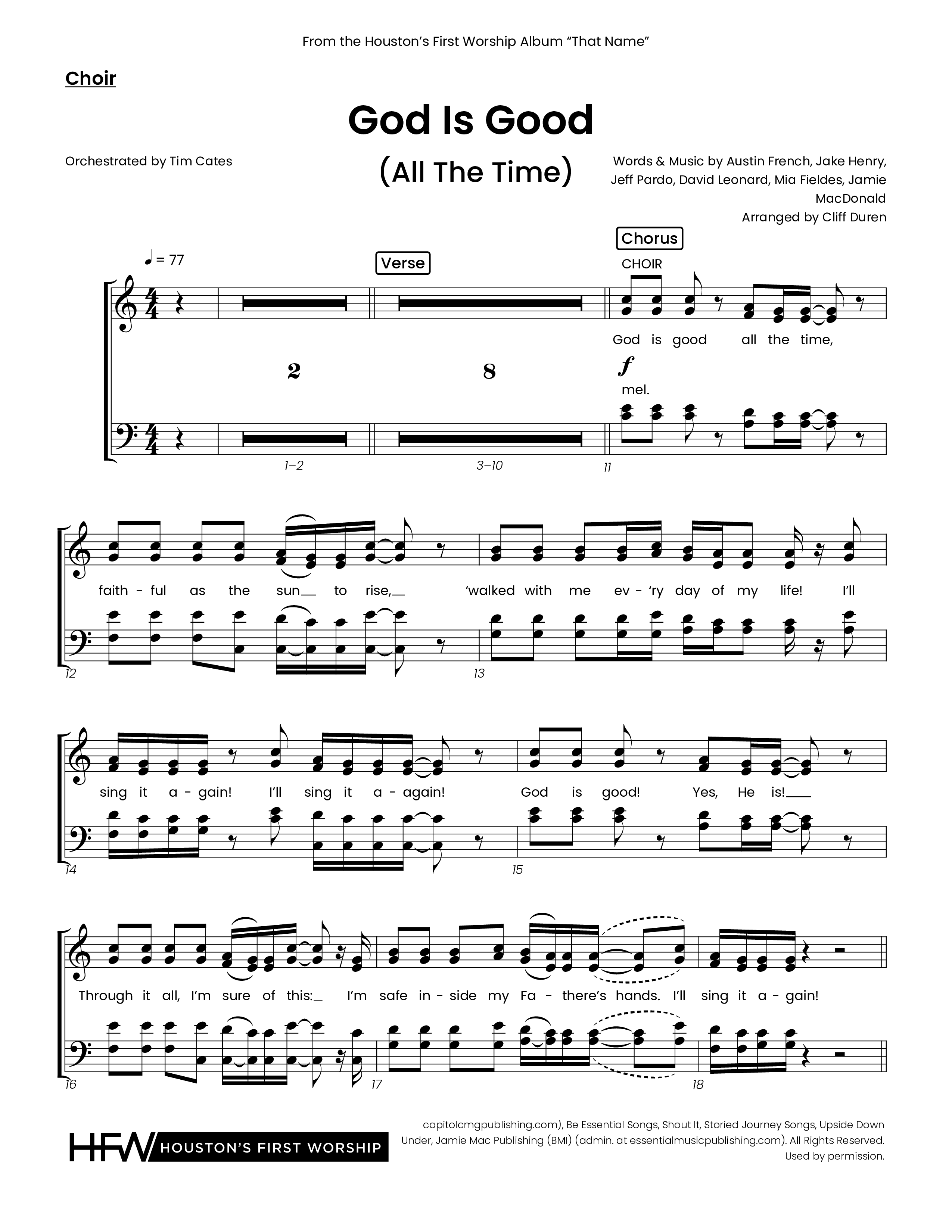God Is Good (All The Time) (Choral Anthem SATB) Choir Sheet (Houston's First Worship)