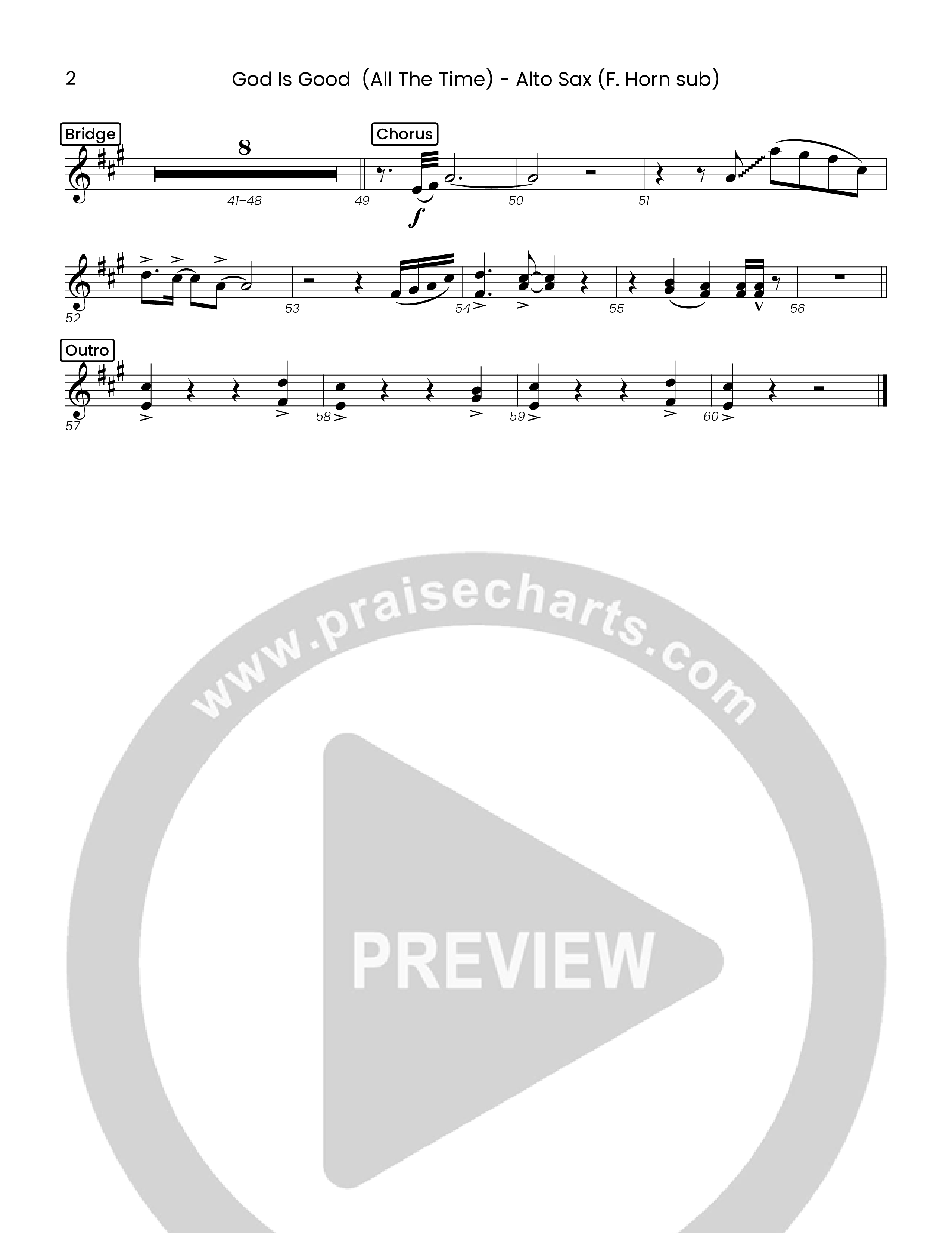 God Is Good (All The Time) (Choral Anthem SATB) Alto Sax (Houston's First Worship)
