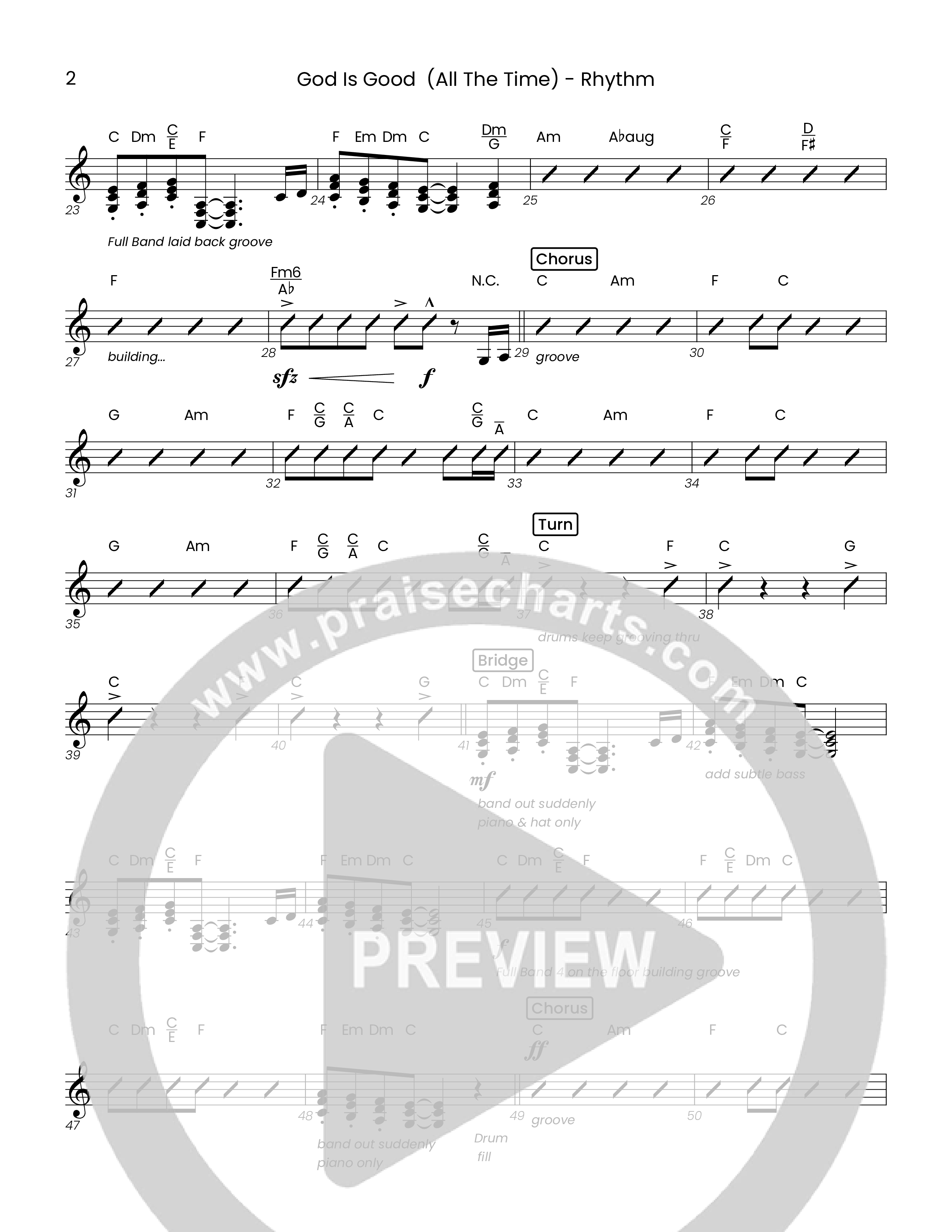 God Is Good (All The Time) (Choral Anthem SATB) Rhythm Chart (Houston's First Worship)