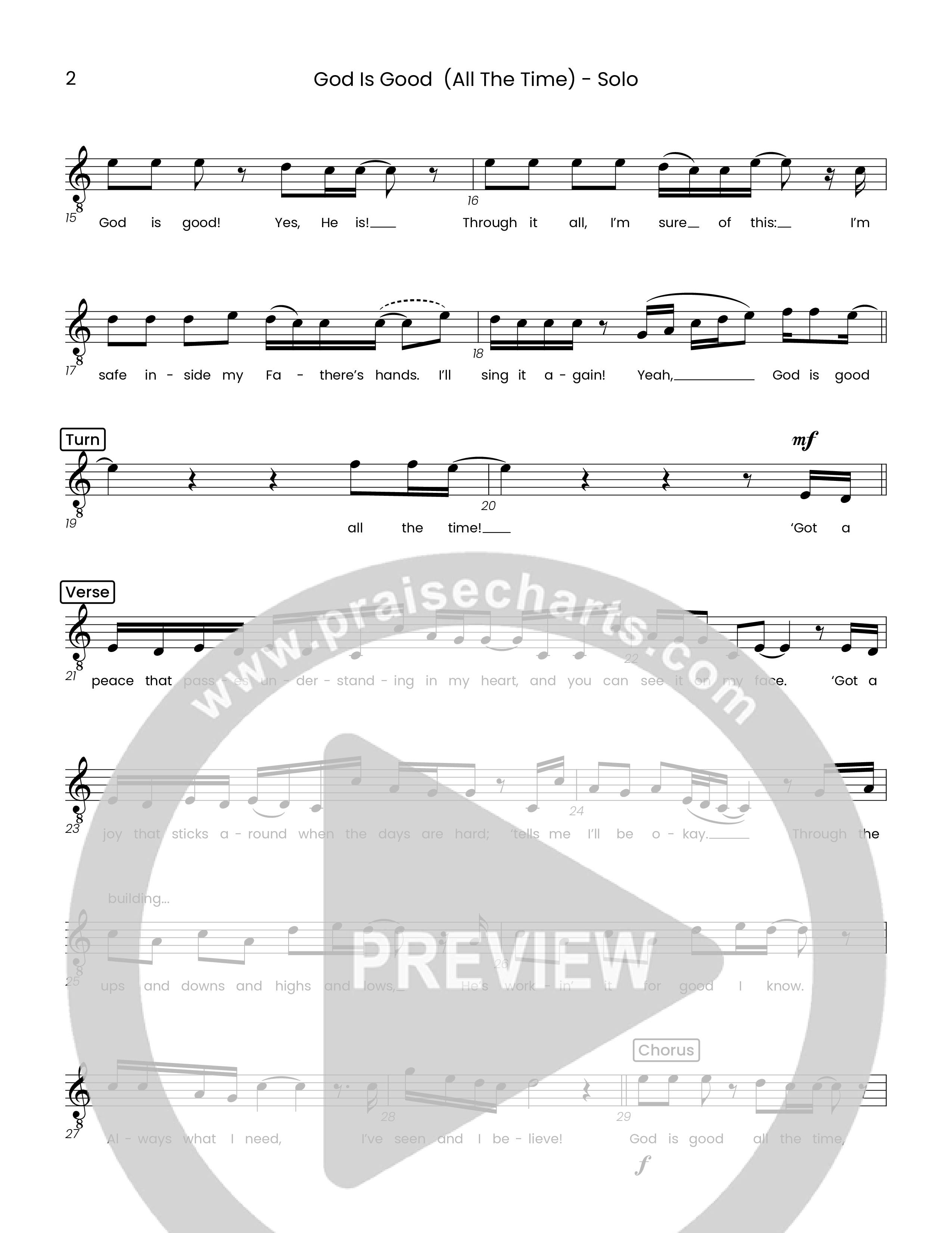 God Is Good (All The Time) (Choral Anthem SATB) Solo Line (Houston's First Worship)