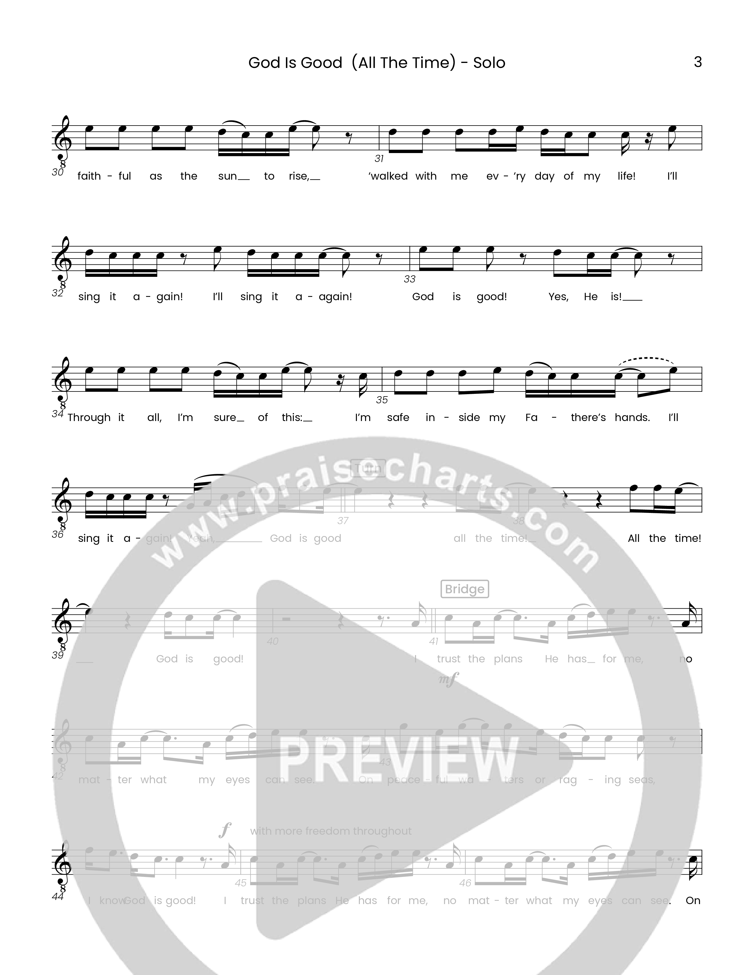 God Is Good (All The Time) (Choral Anthem SATB) Solo Line (Houston's First Worship)