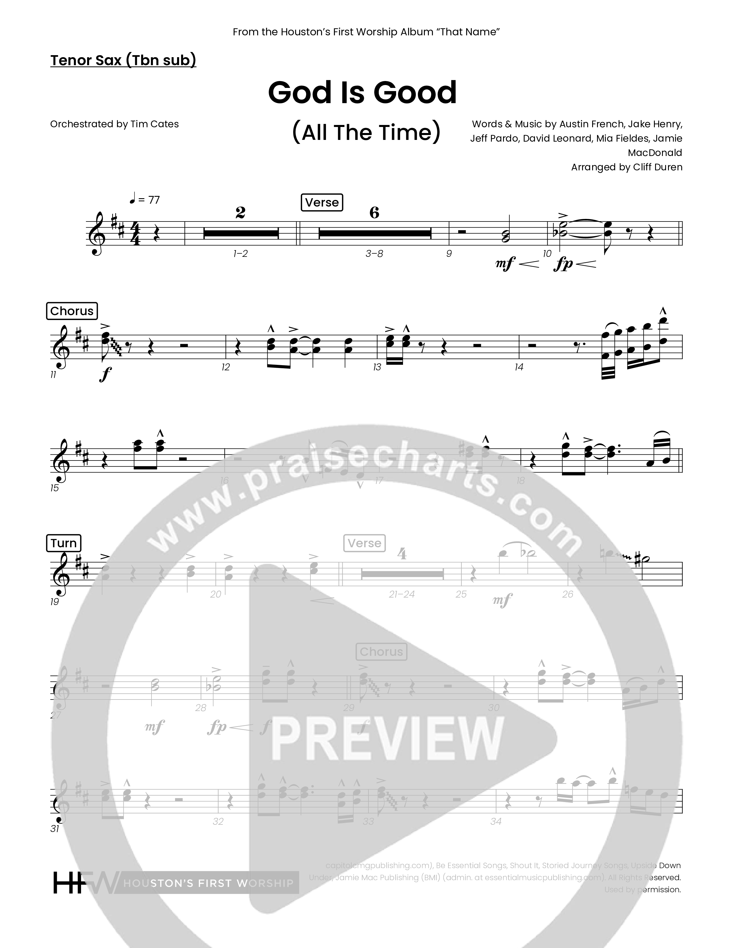 God Is Good (All The Time) (Choral Anthem SATB) Tenor Sax/Baritone T.C. (Houston's First Worship)