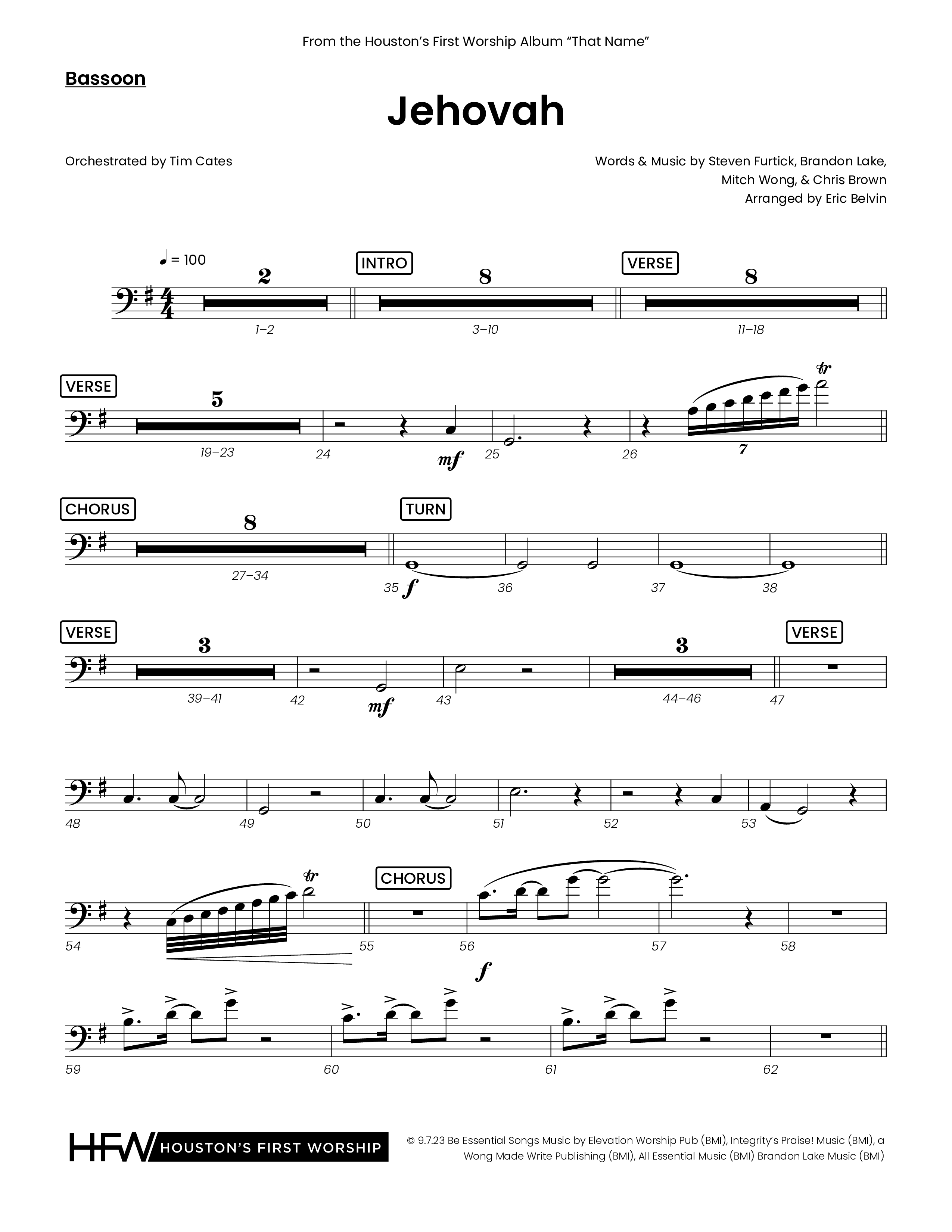 Jehovah (Choral Anthem SATB) Bassoon (Houston's First Worship)