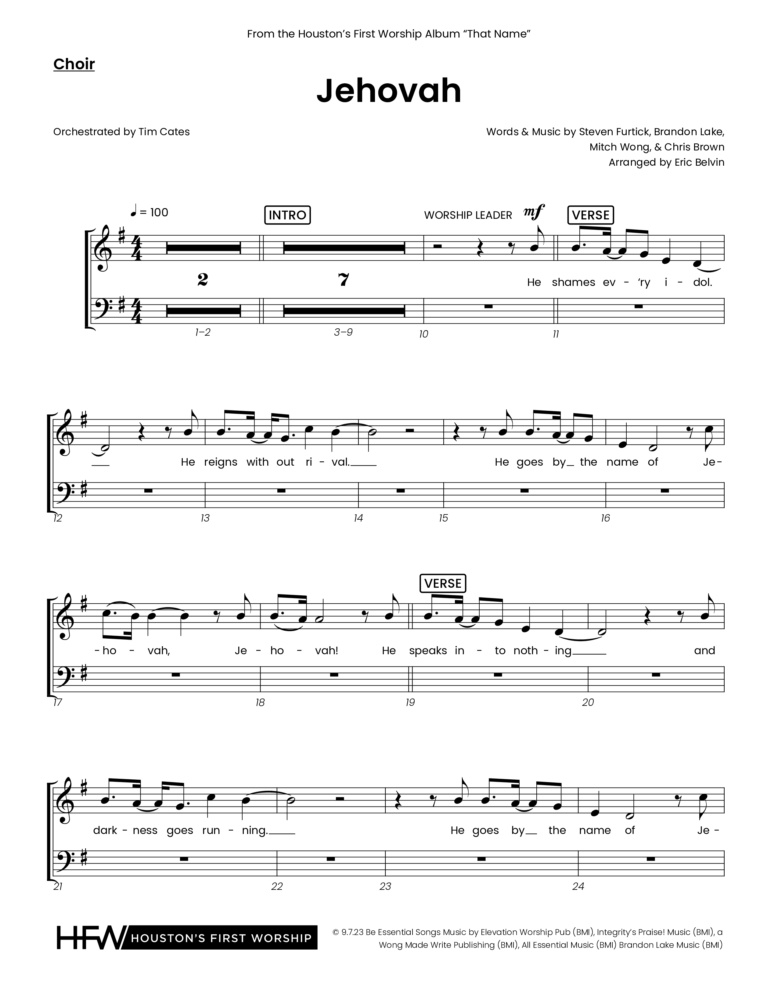 Jehovah (Choral Anthem SATB) Choir Sheet (Houston's First Worship)