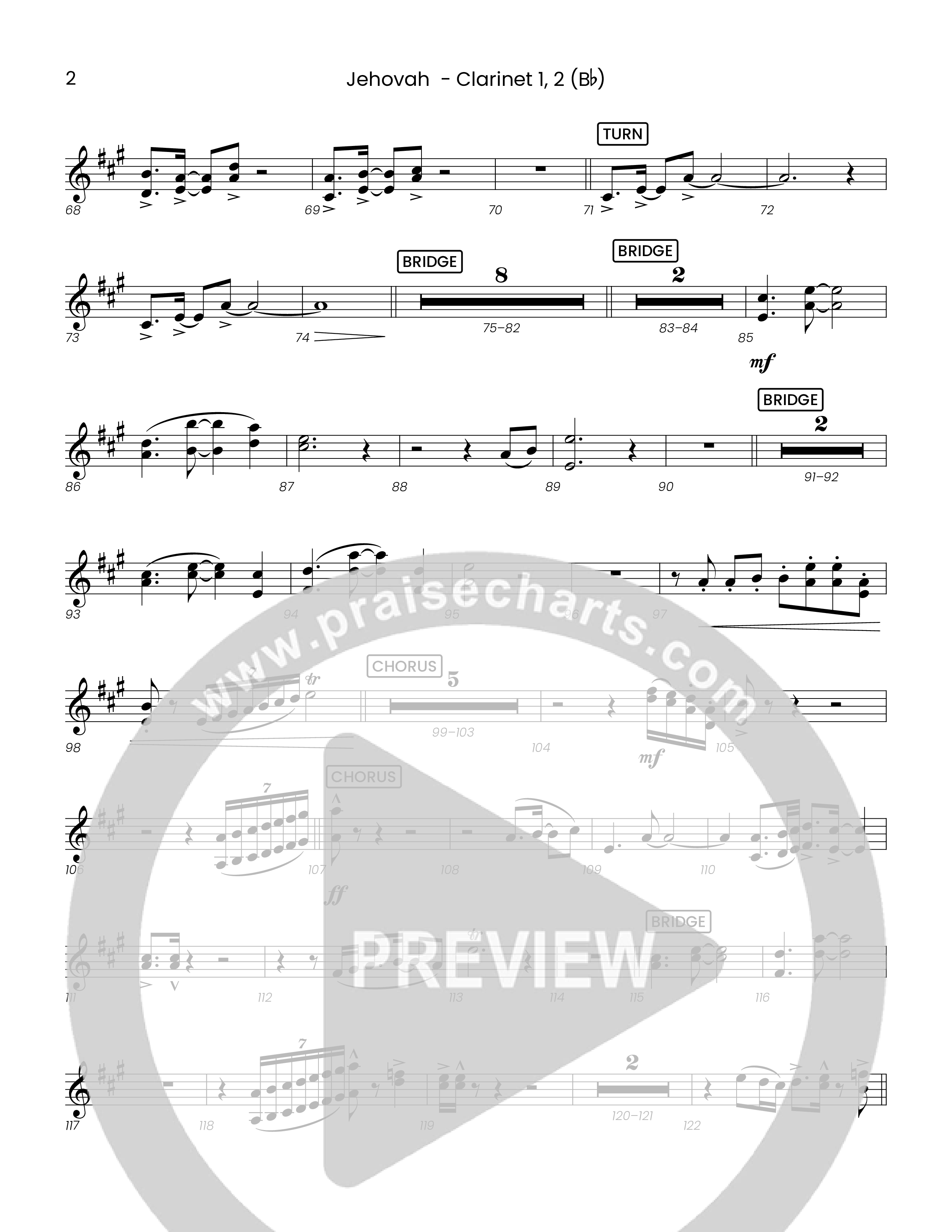 Jehovah (Choral Anthem SATB) Clarinet 1/2 (Houston's First Worship)