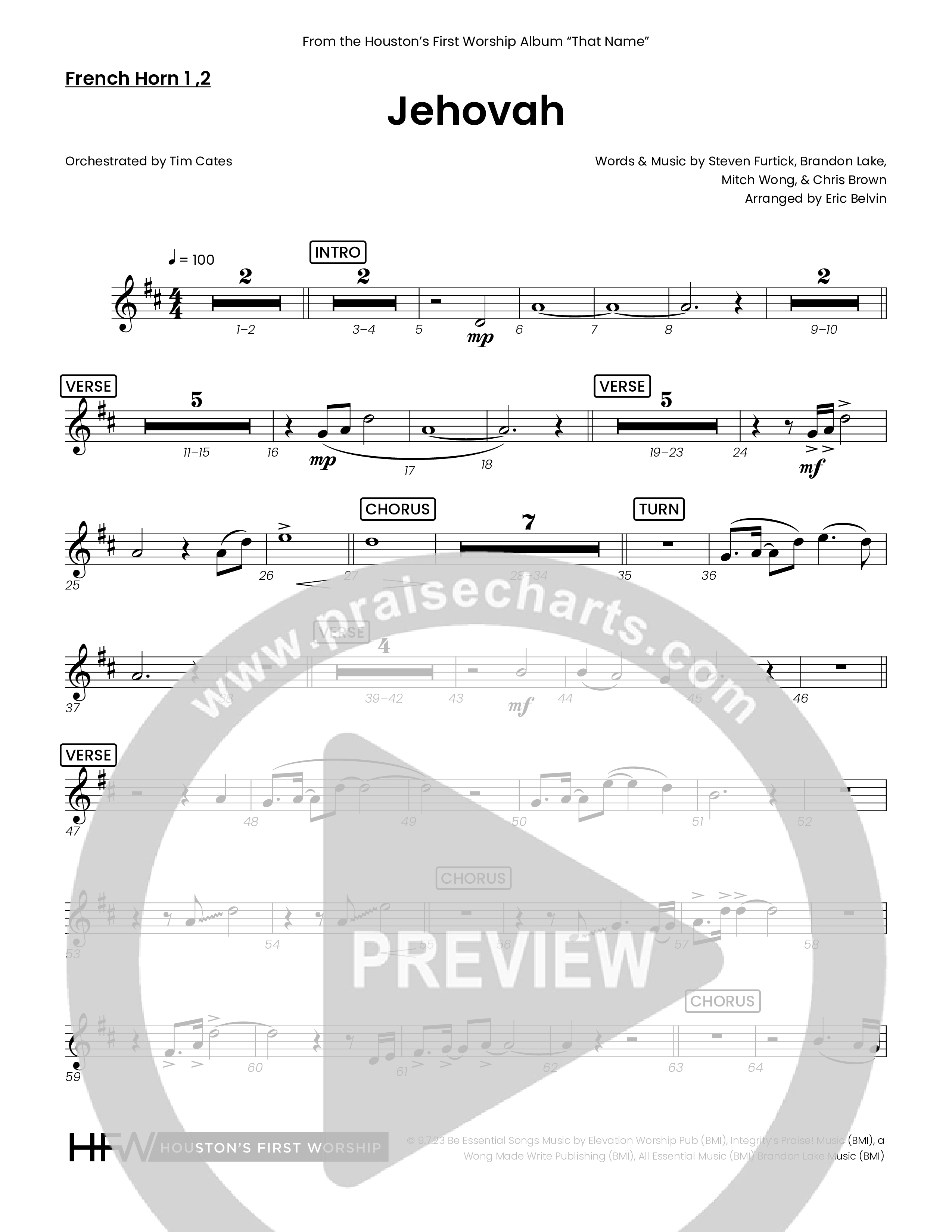 Jehovah (Choral Anthem SATB) French Horn 1/2 (Houston's First Worship)