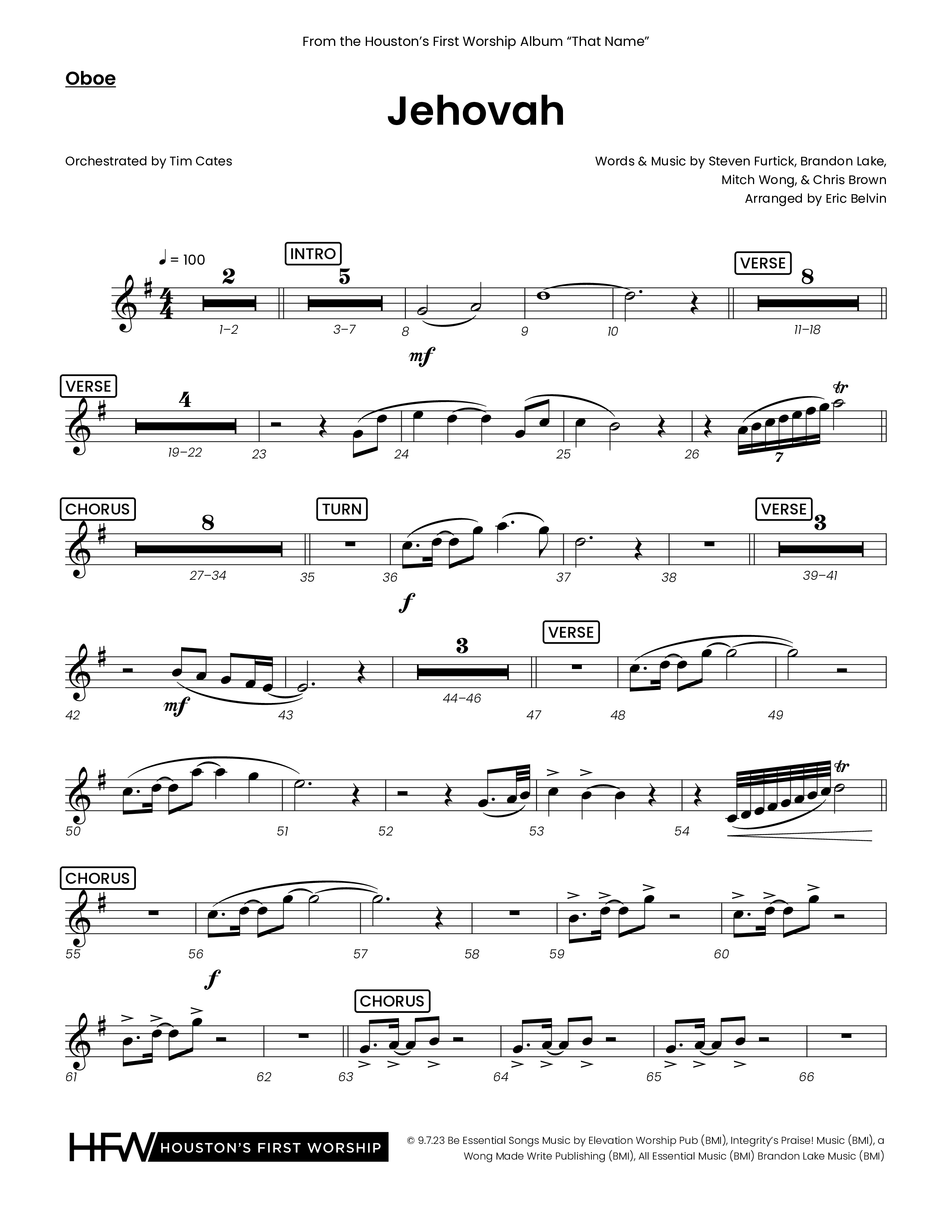 Jehovah (Choral Anthem SATB) Oboe (Houston's First Worship)