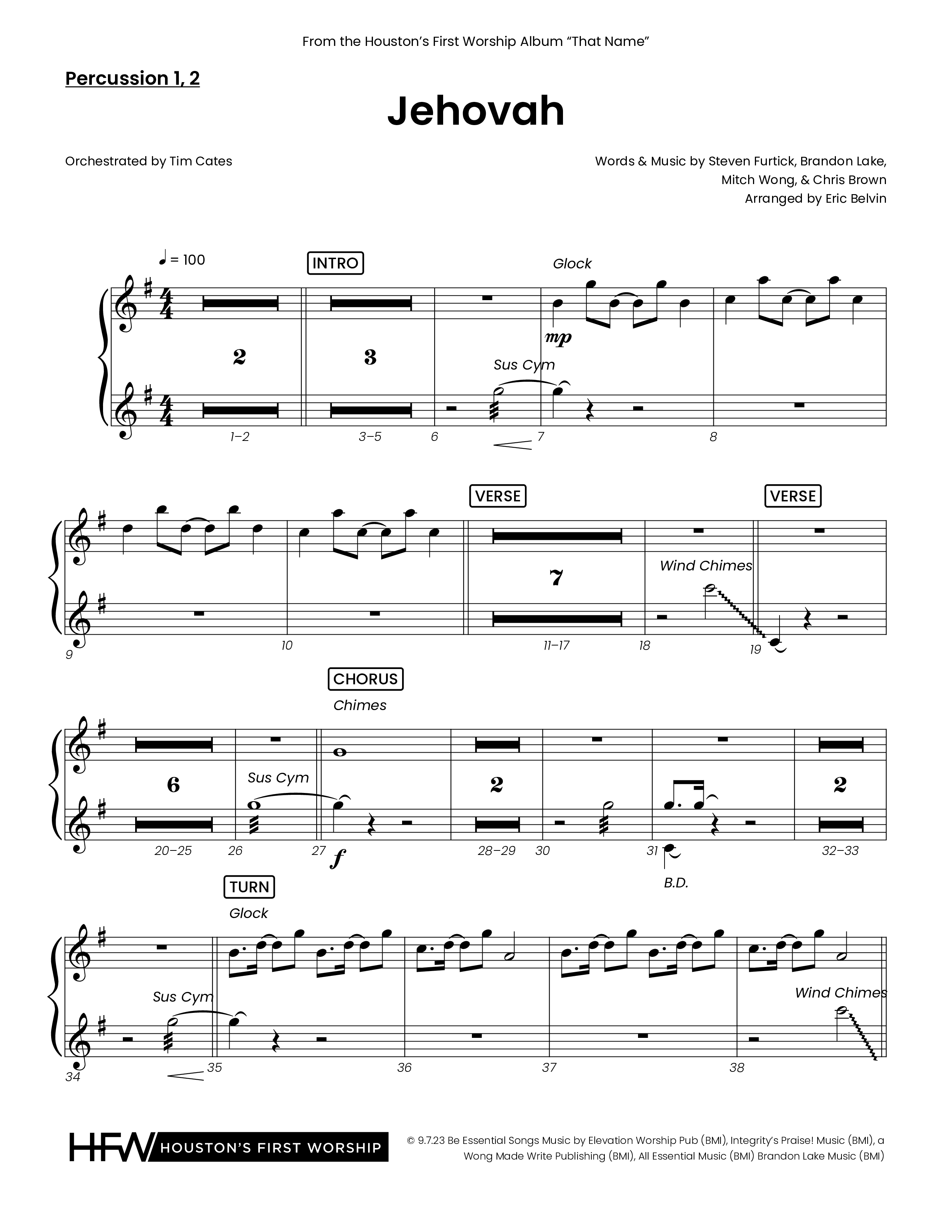 Jehovah (Choral Anthem SATB) Percussion (Houston's First Worship)