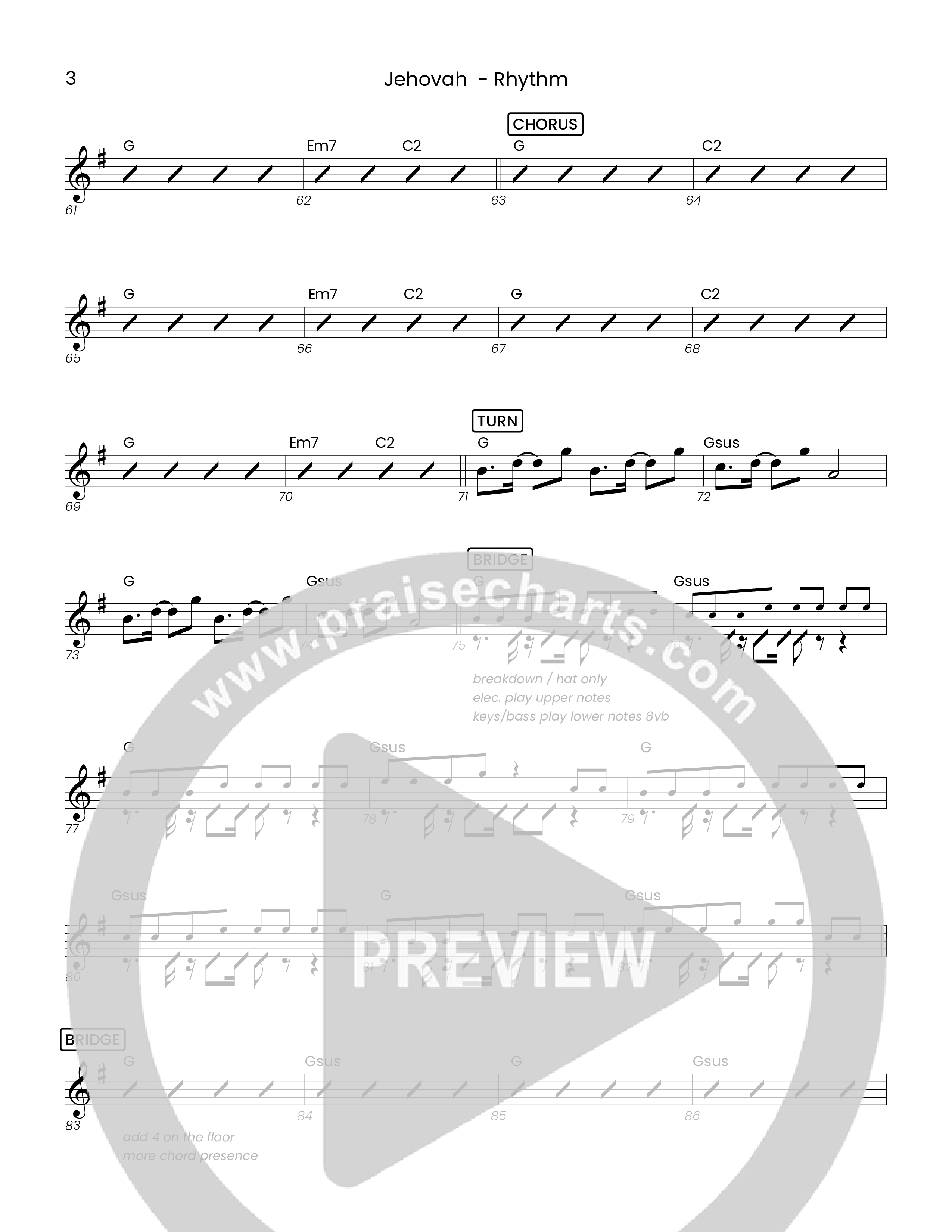 Jehovah (Choral Anthem SATB) Rhythm Chart (Houston's First Worship)