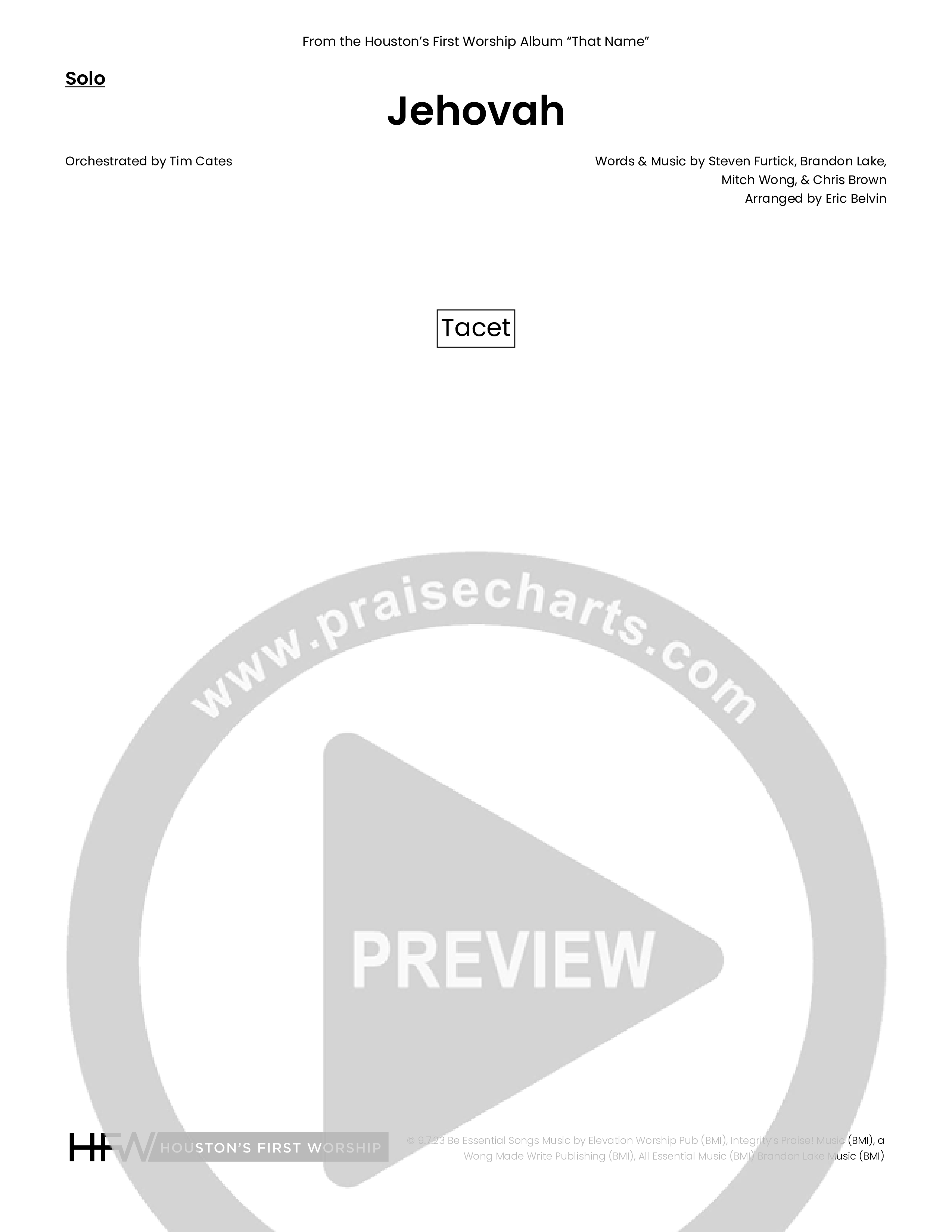 Jehovah (Choral Anthem SATB) Solo Line (Houston's First Worship)