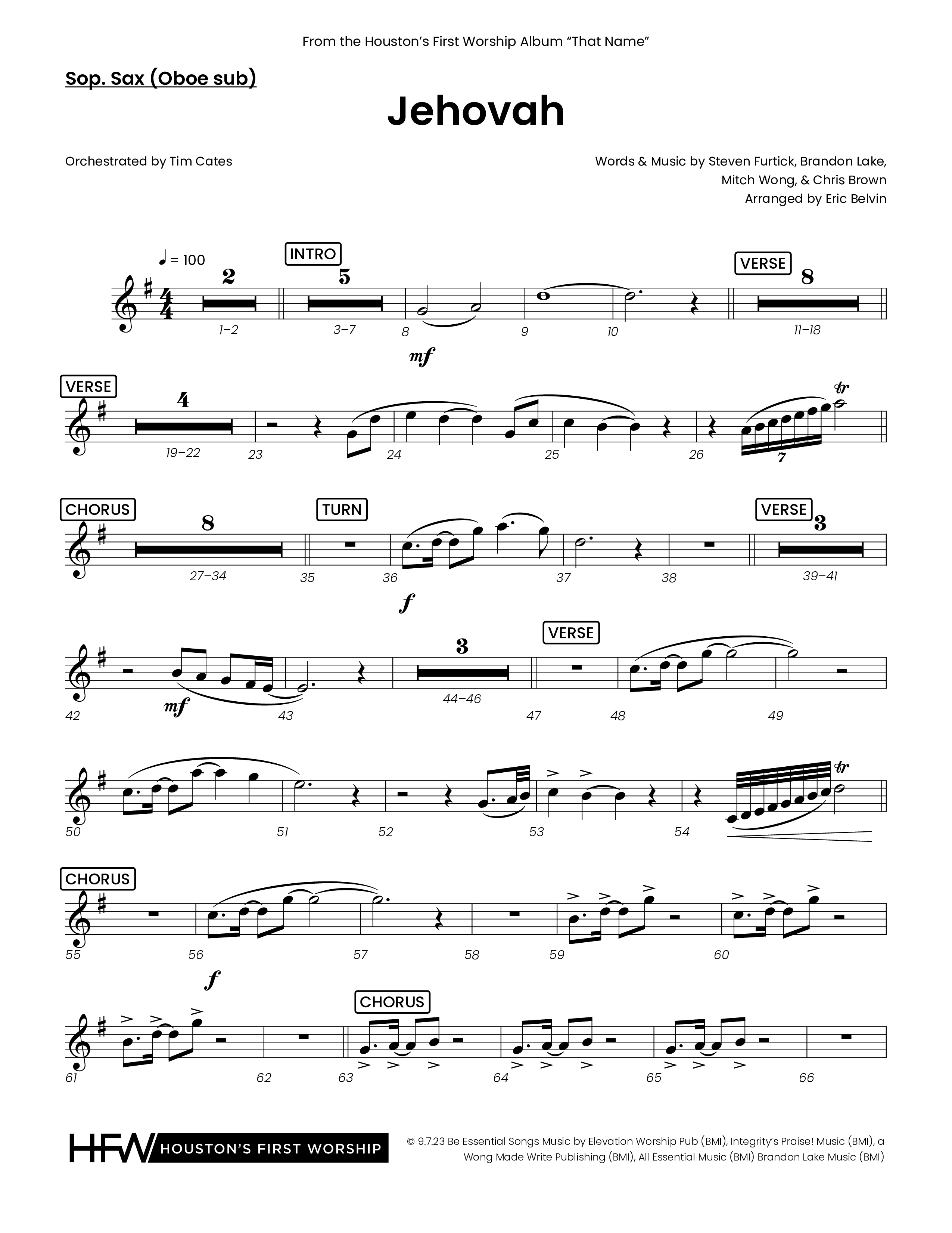 Jehovah (Choral Anthem SATB) Soprano Sax (Houston's First Worship)