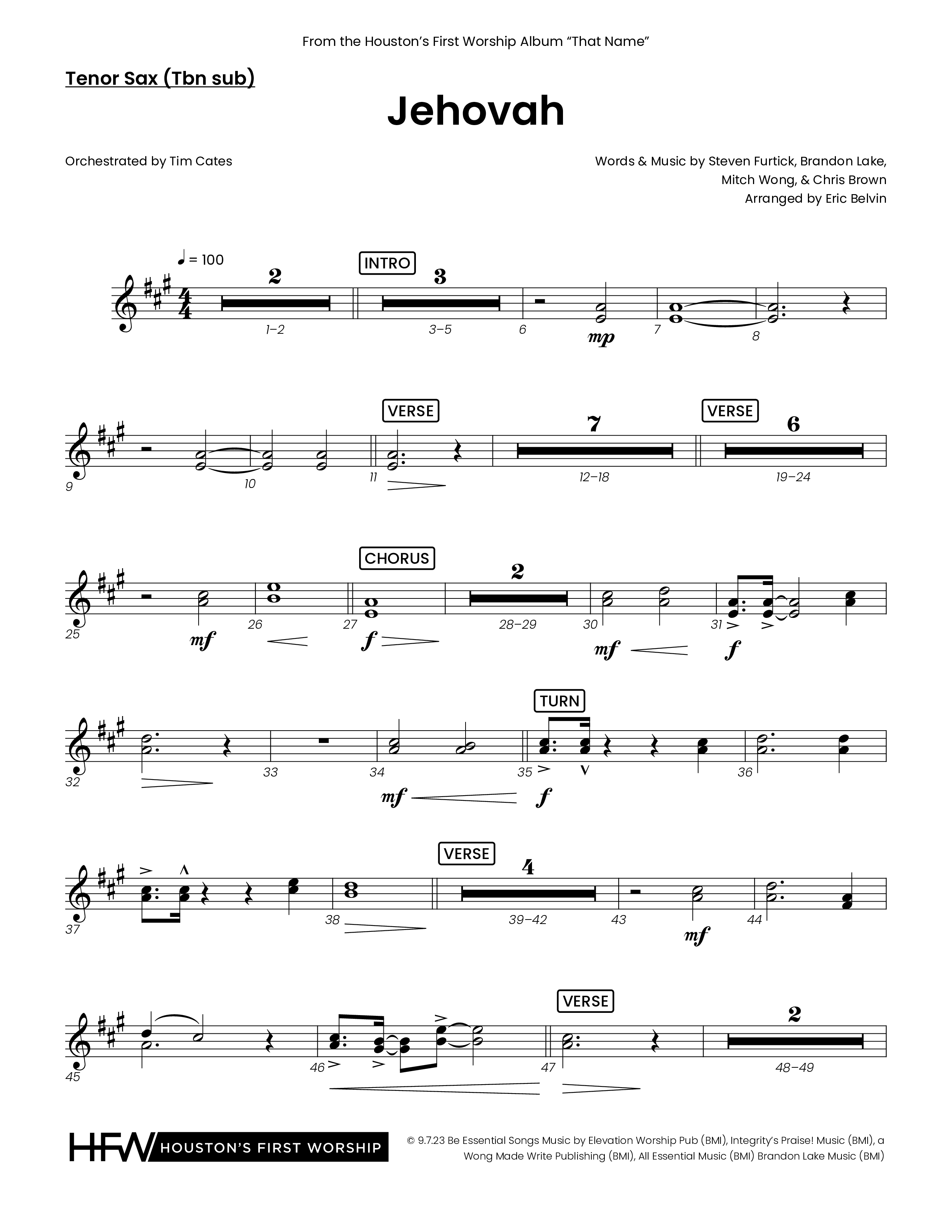 Jehovah (Choral Anthem SATB) Tenor Sax/Baritone T.C. (Houston's First Worship)