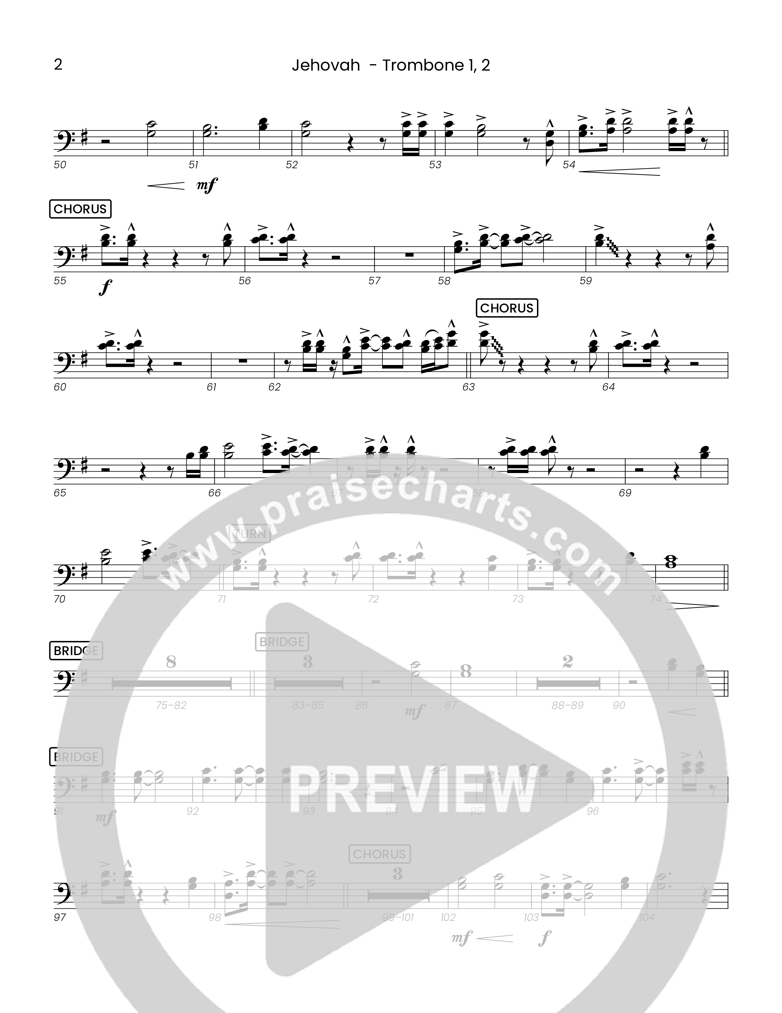 Jehovah (Choral Anthem SATB) Trombone 1/2 (Houston's First Worship)