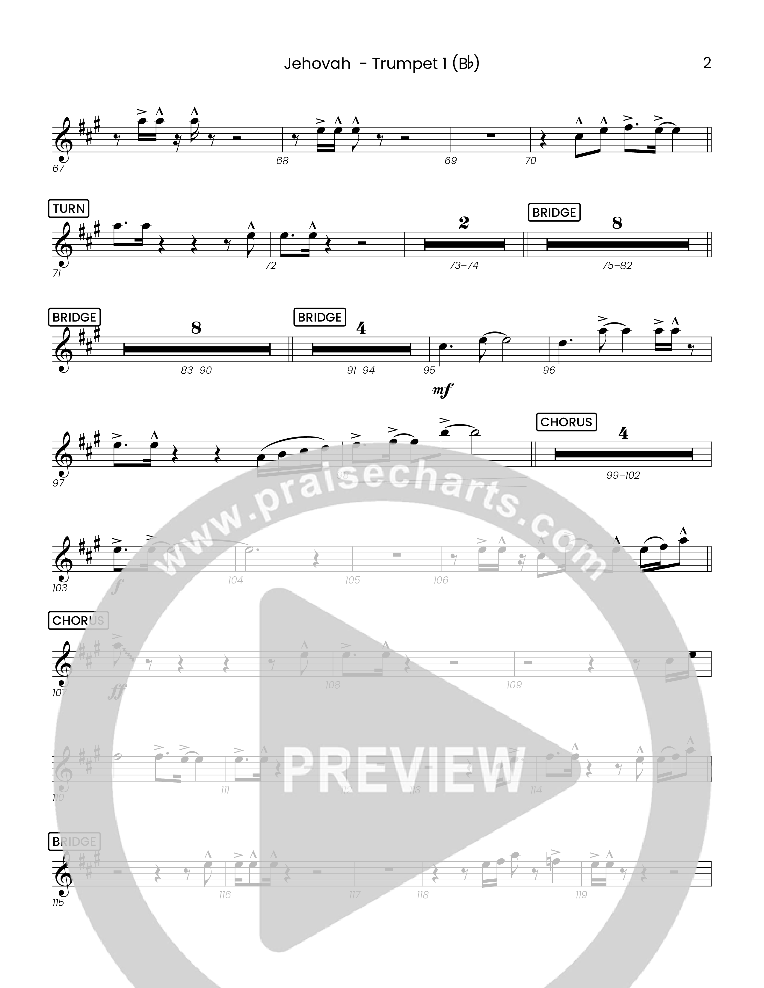 Jehovah (Choral Anthem SATB) Trumpet 1 (Houston's First Worship)
