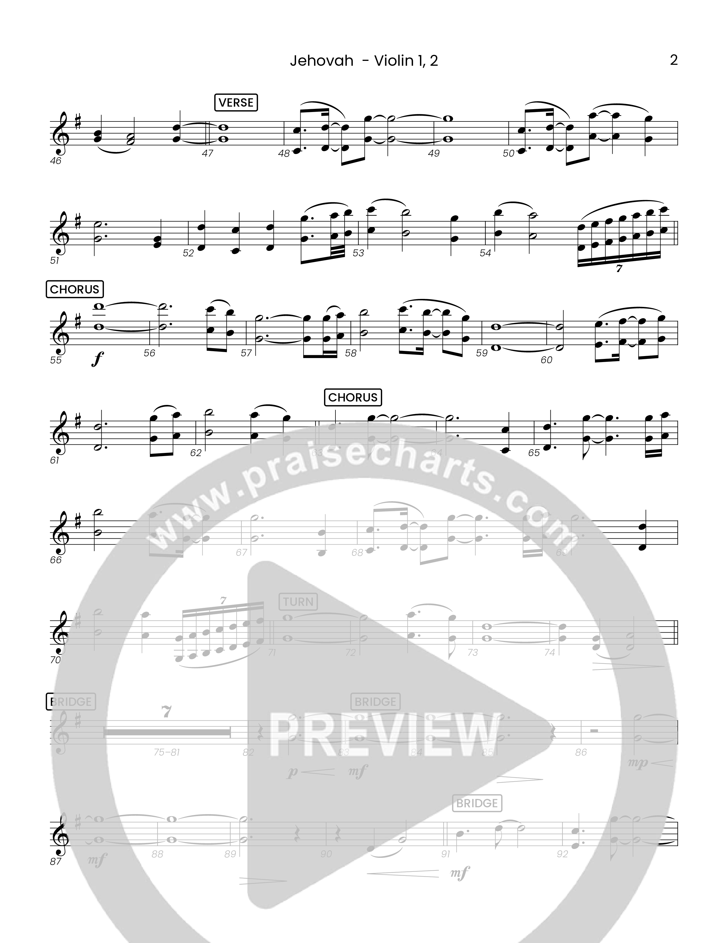 Jehovah (Choral Anthem SATB) Violin 1/2 (Houston's First Worship)
