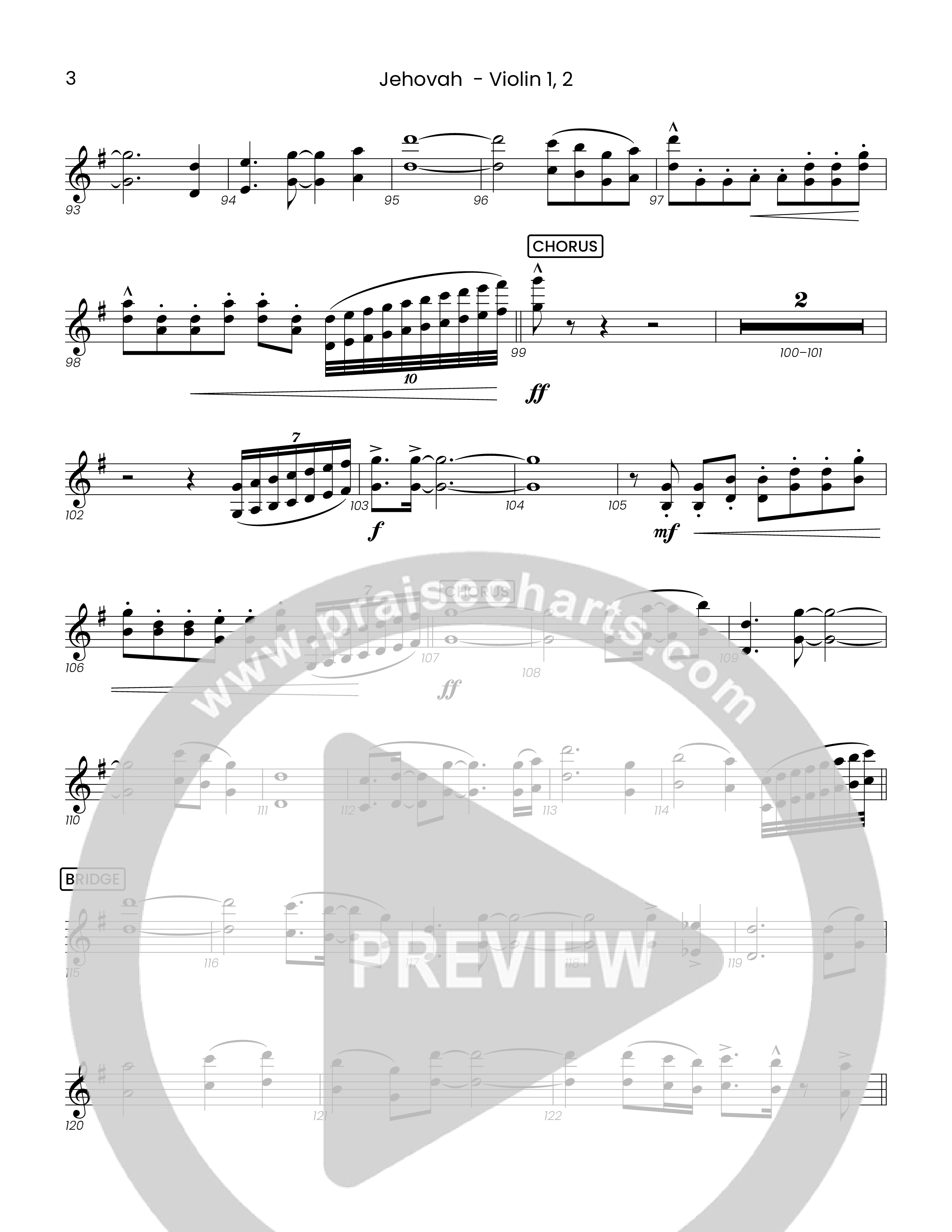 Jehovah (Choral Anthem SATB) Violin 1/2 (Houston's First Worship)