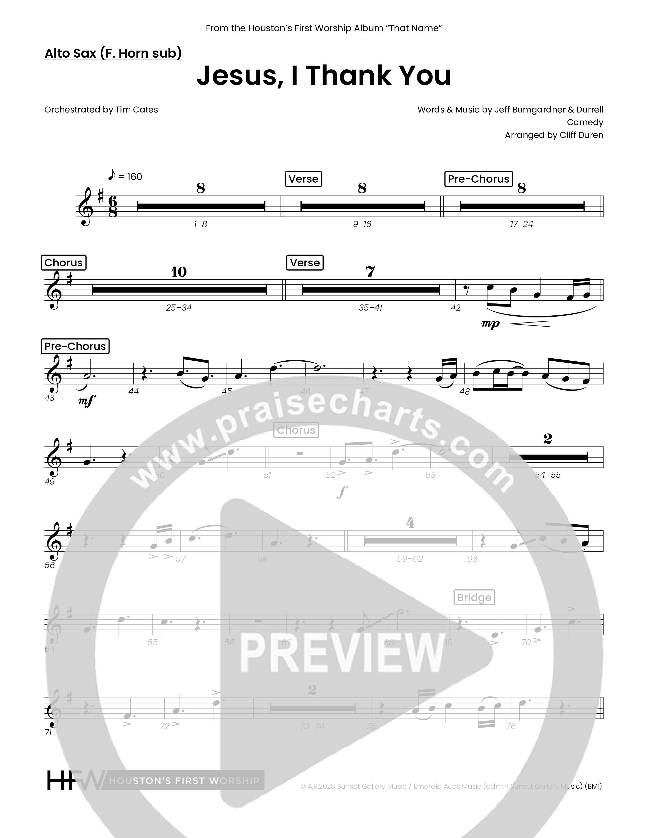 Jesus I Thank You (Choral Anthem SATB) Alto Sax (Houston's First Worship)