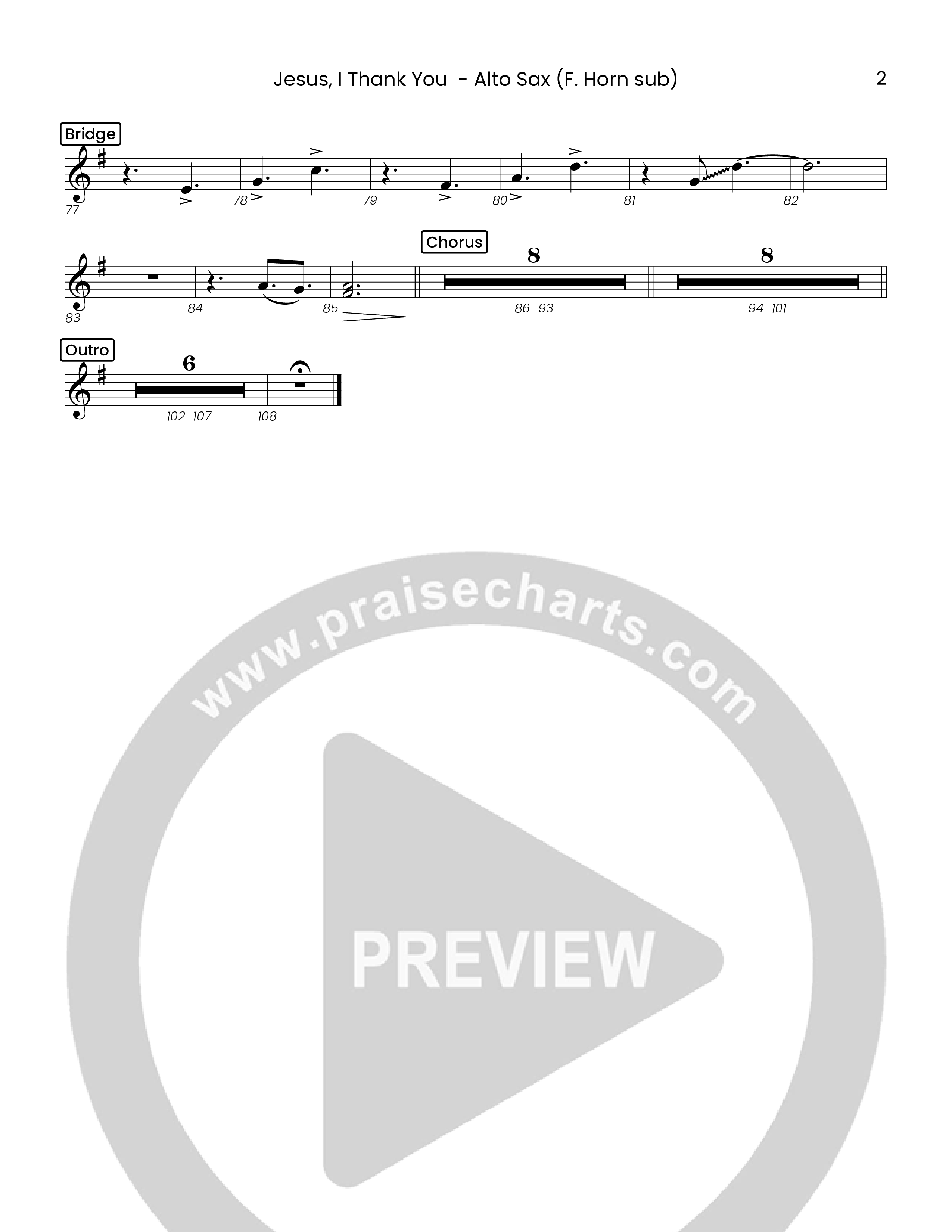 Jesus I Thank You (Choral Anthem SATB) Alto Sax (Houston's First Worship)