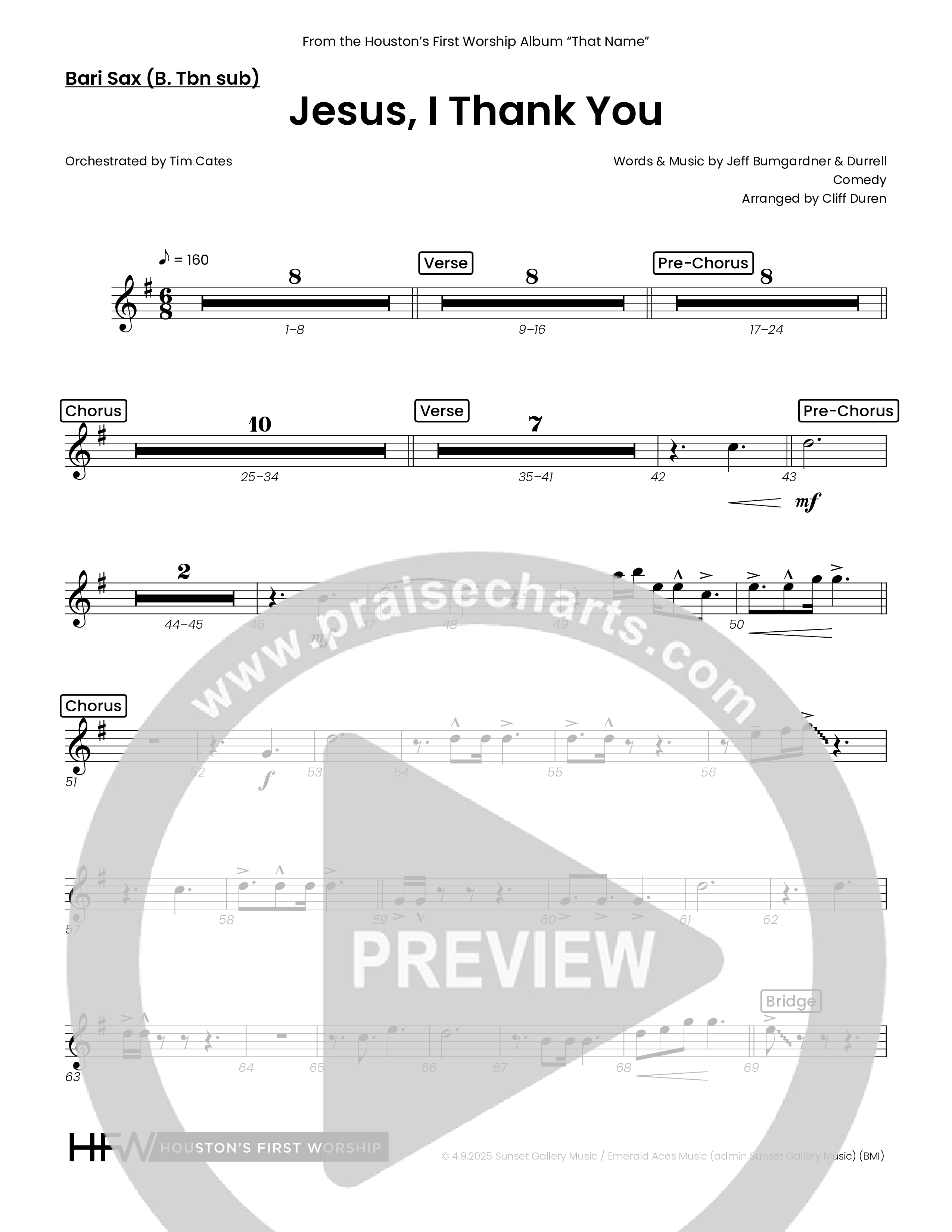 Jesus I Thank You (Choral Anthem SATB) Bari Sax (Houston's First Worship)