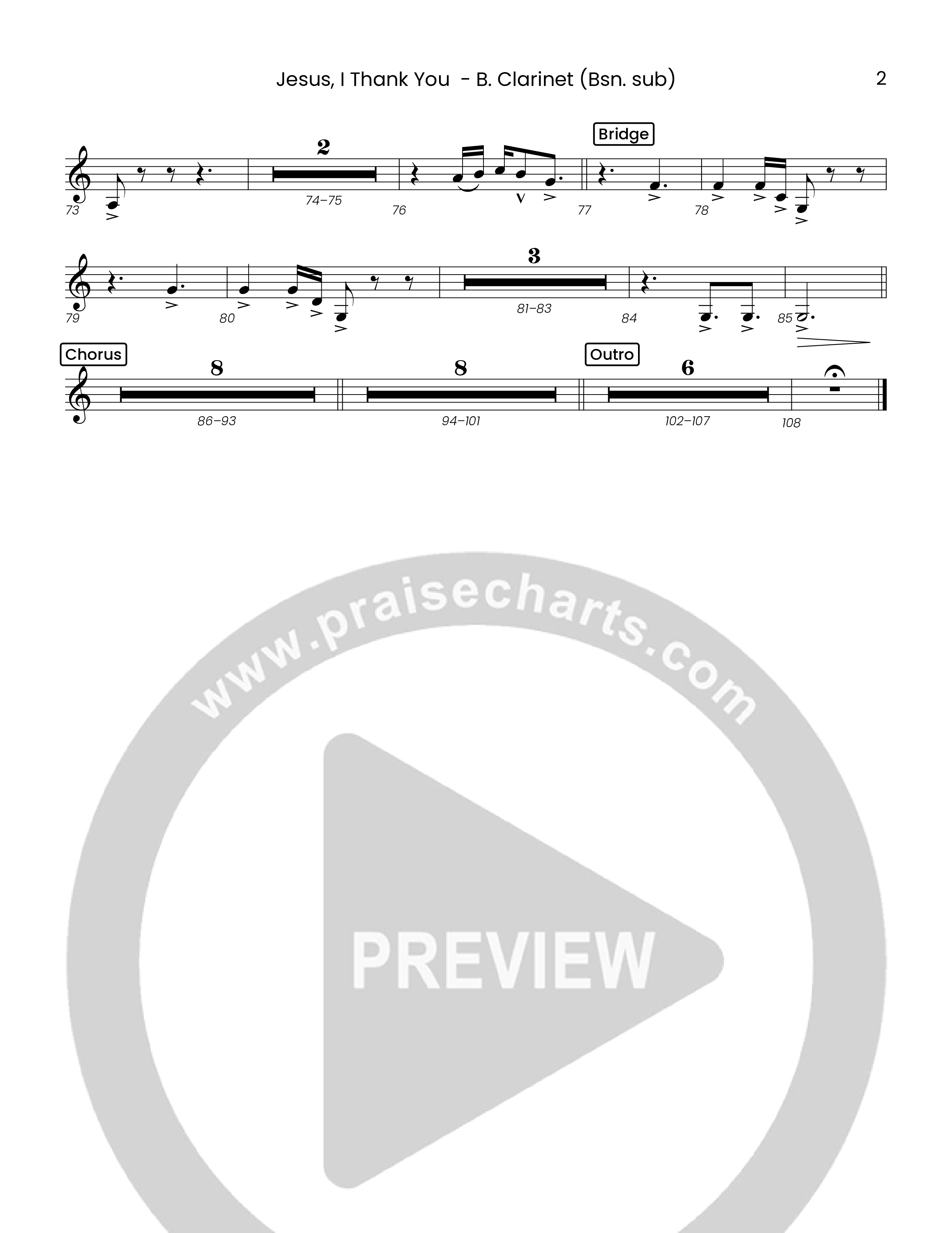 Jesus I Thank You (Choral Anthem SATB) Bass Clarinet (Houston's First Worship)