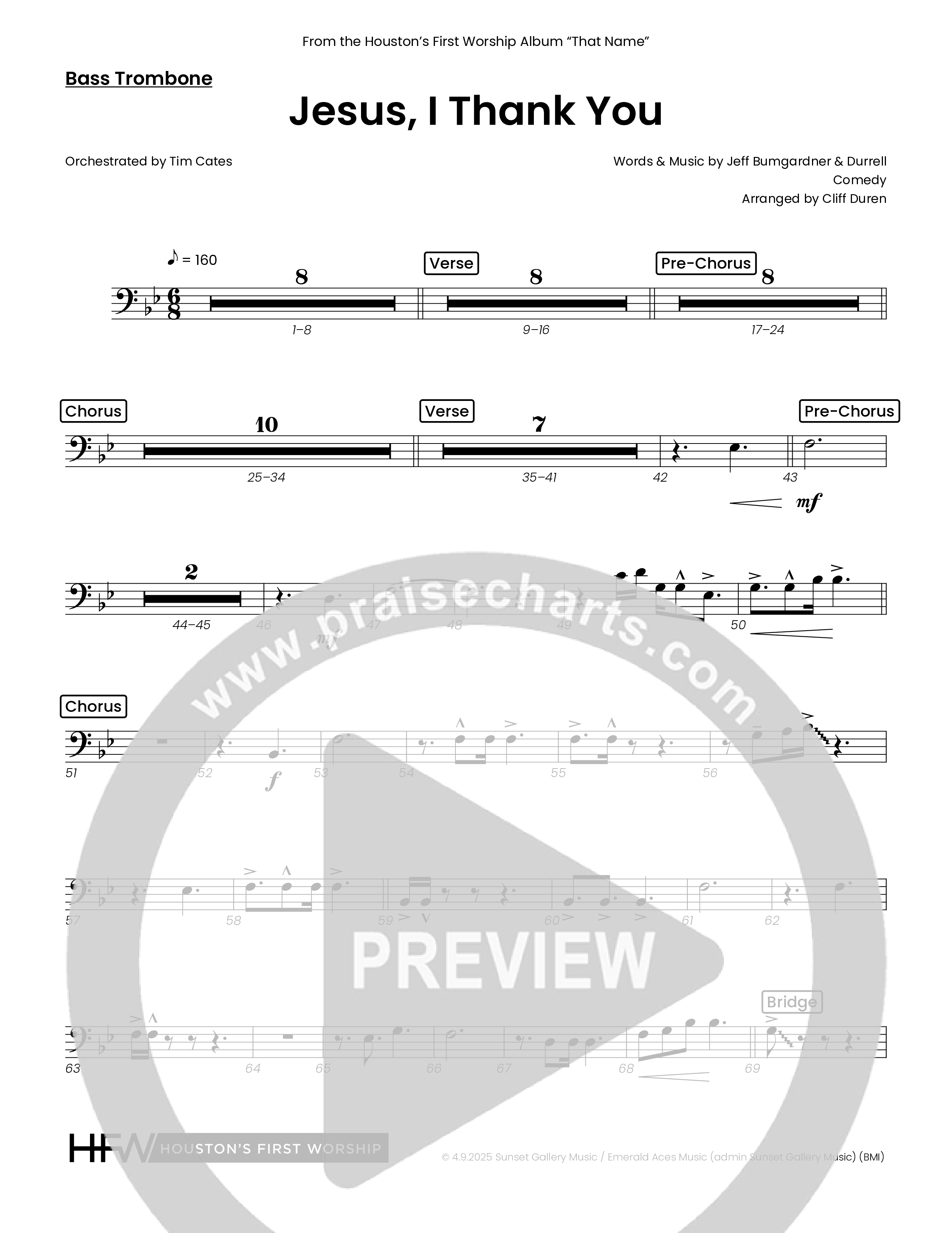 Jesus I Thank You (Choral Anthem SATB) Bass Trombone (Houston's First Worship)