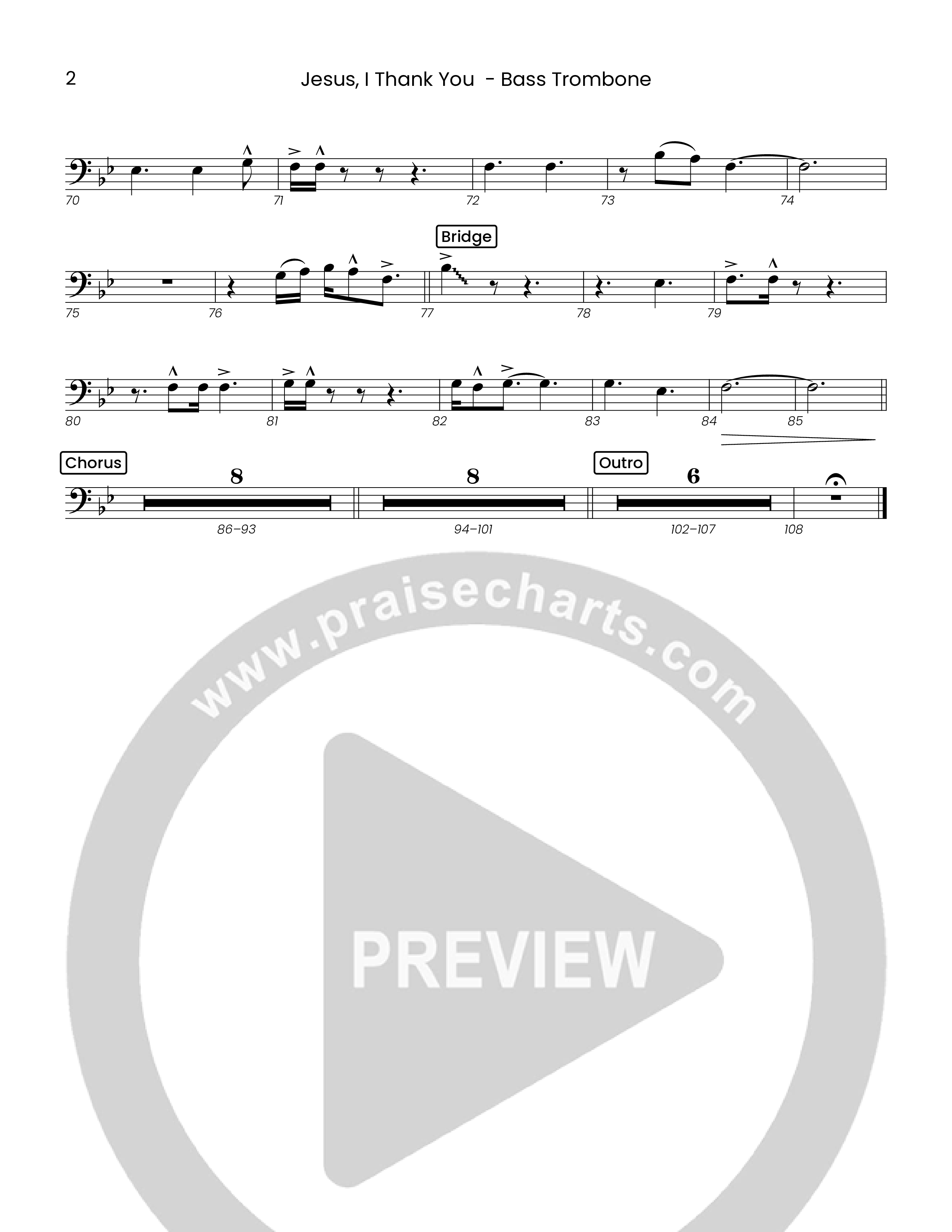 Jesus I Thank You (Choral Anthem SATB) Bass Trombone (Houston's First Worship)