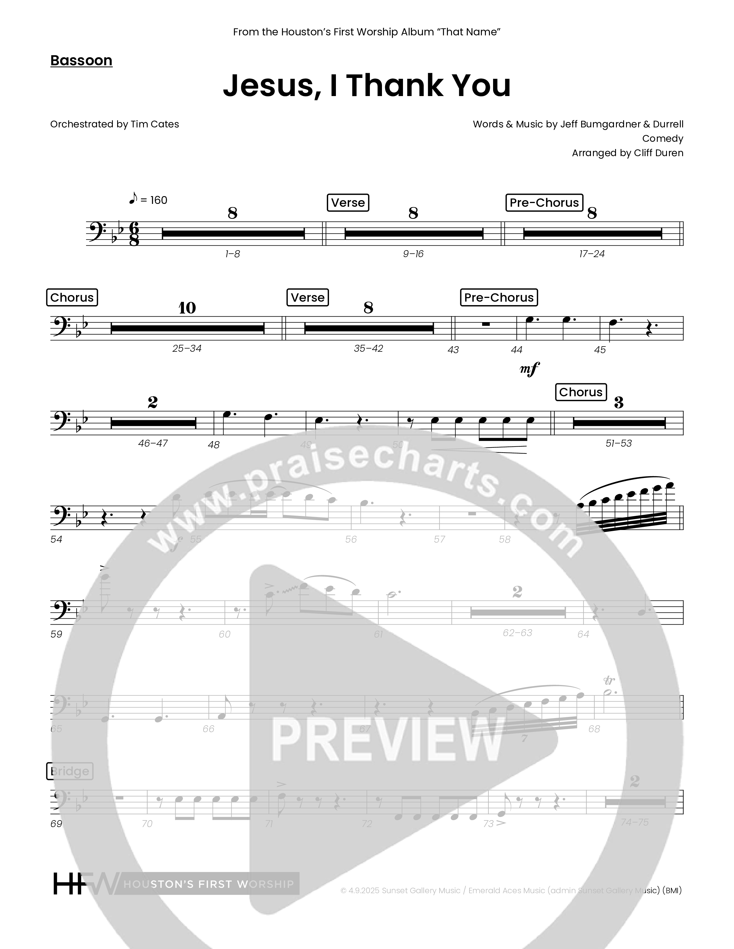 Jesus I Thank You (Choral Anthem SATB) Bassoon (Houston's First Worship)