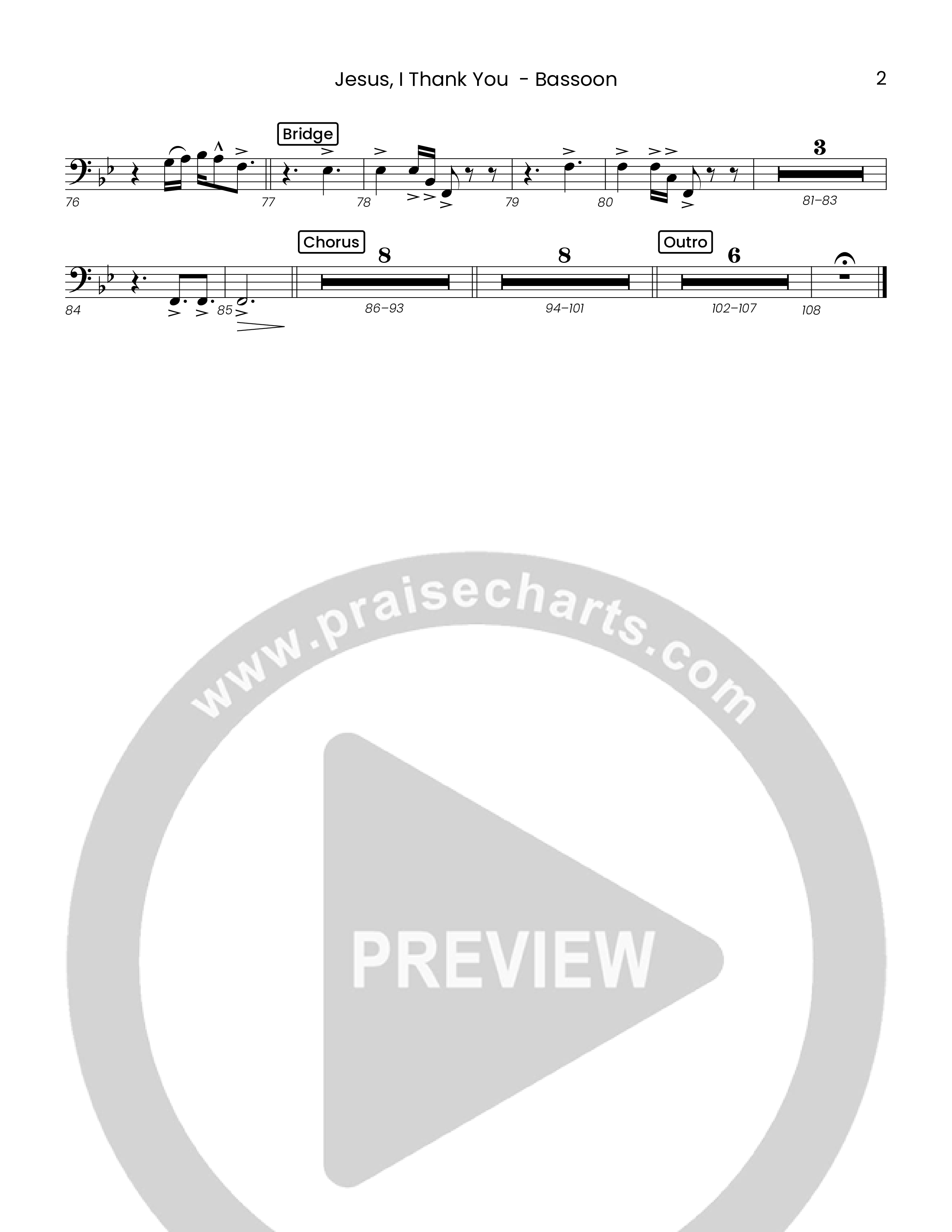 Jesus I Thank You (Choral Anthem SATB) Bassoon (Houston's First Worship)