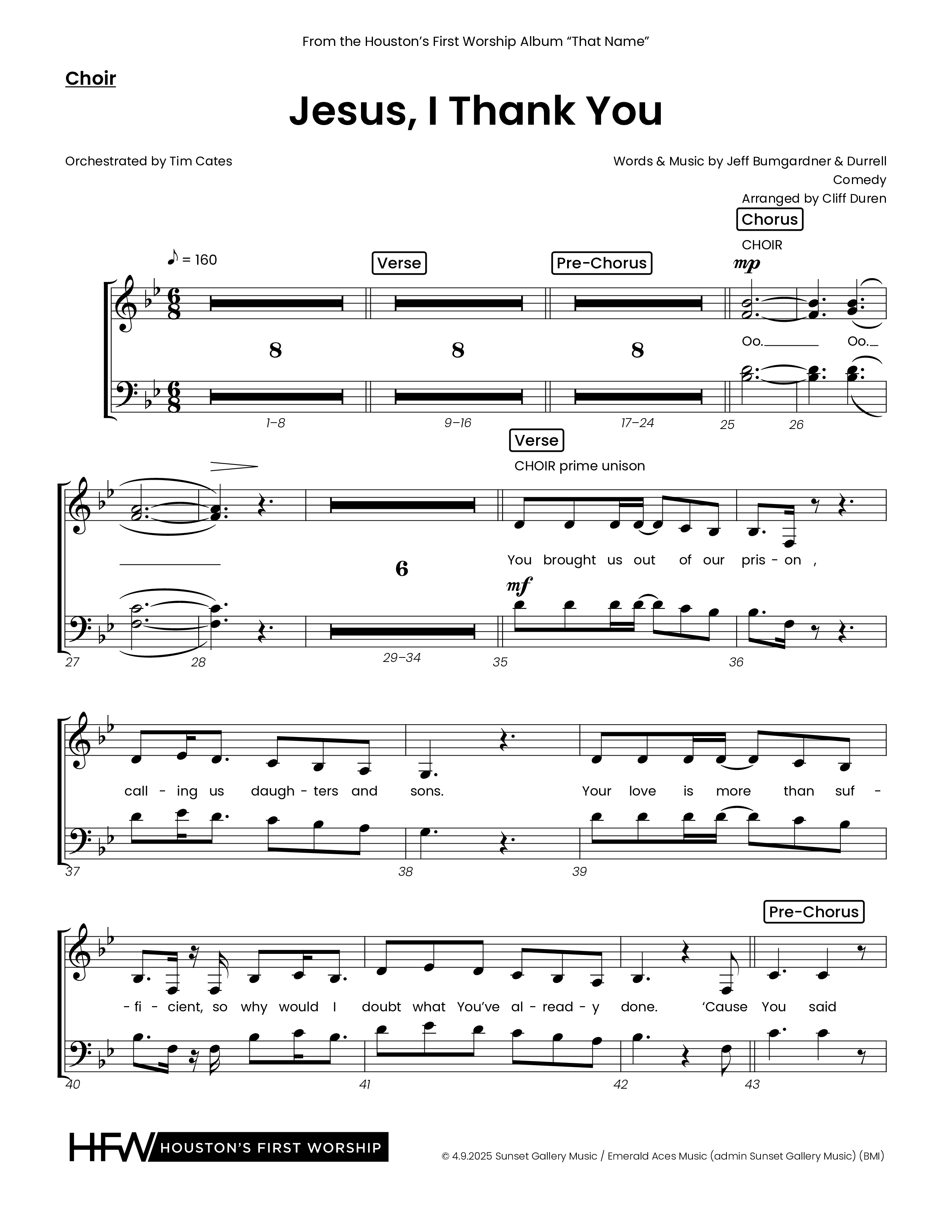 Jesus I Thank You (Choral Anthem SATB) Choir Sheet (Houston's First Worship)