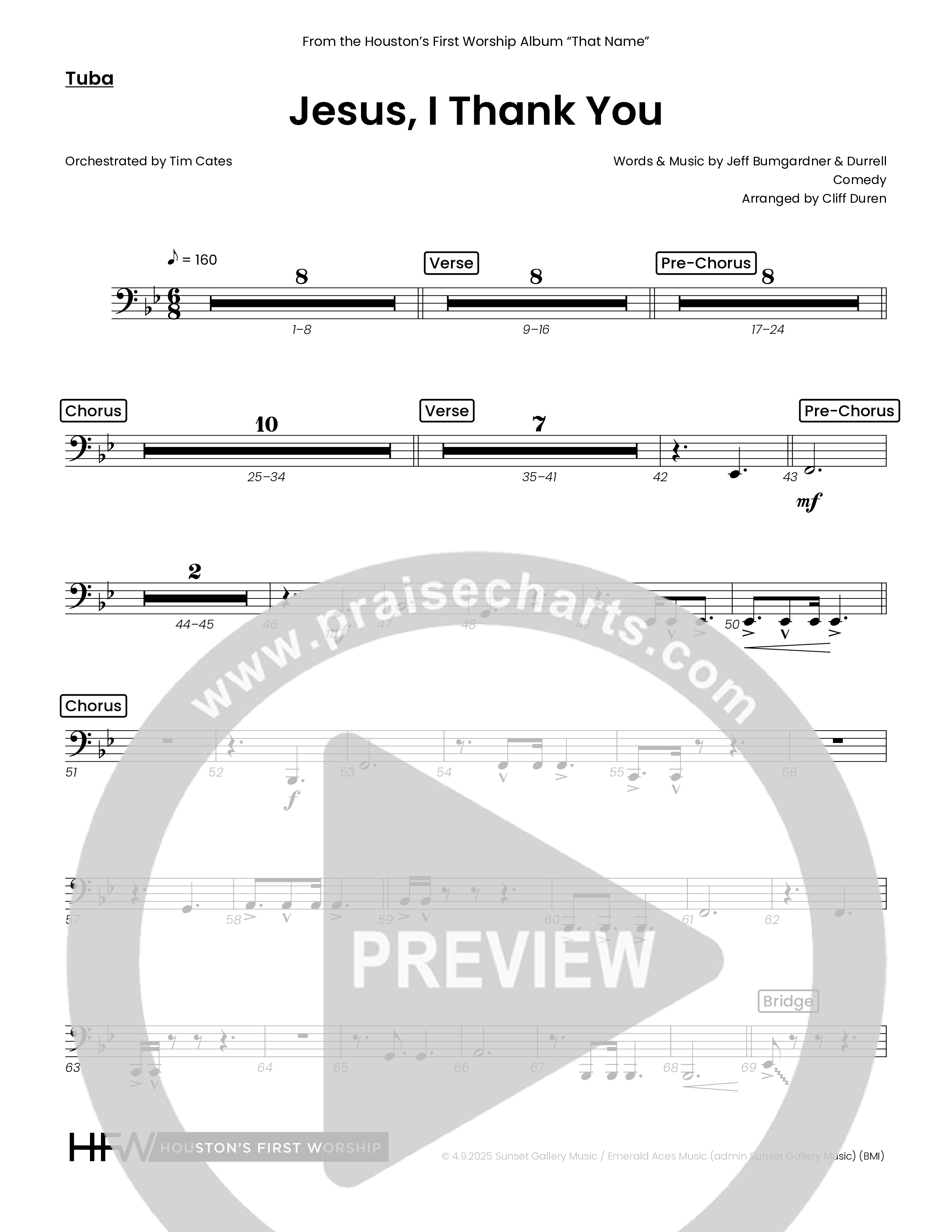 Jesus I Thank You (Choral Anthem SATB) Tuba (Houston's First Worship)