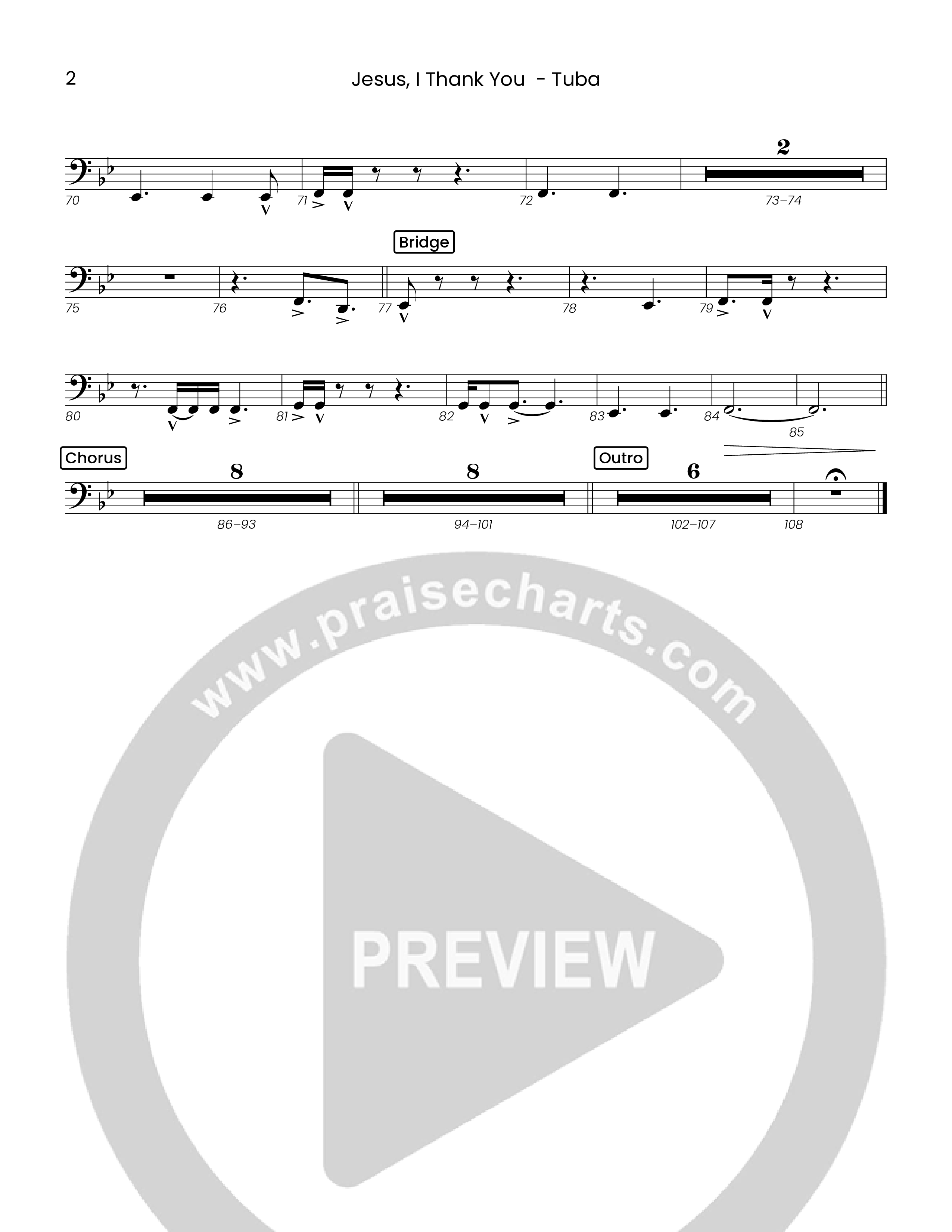 Jesus I Thank You (Choral Anthem SATB) Tuba (Houston's First Worship)