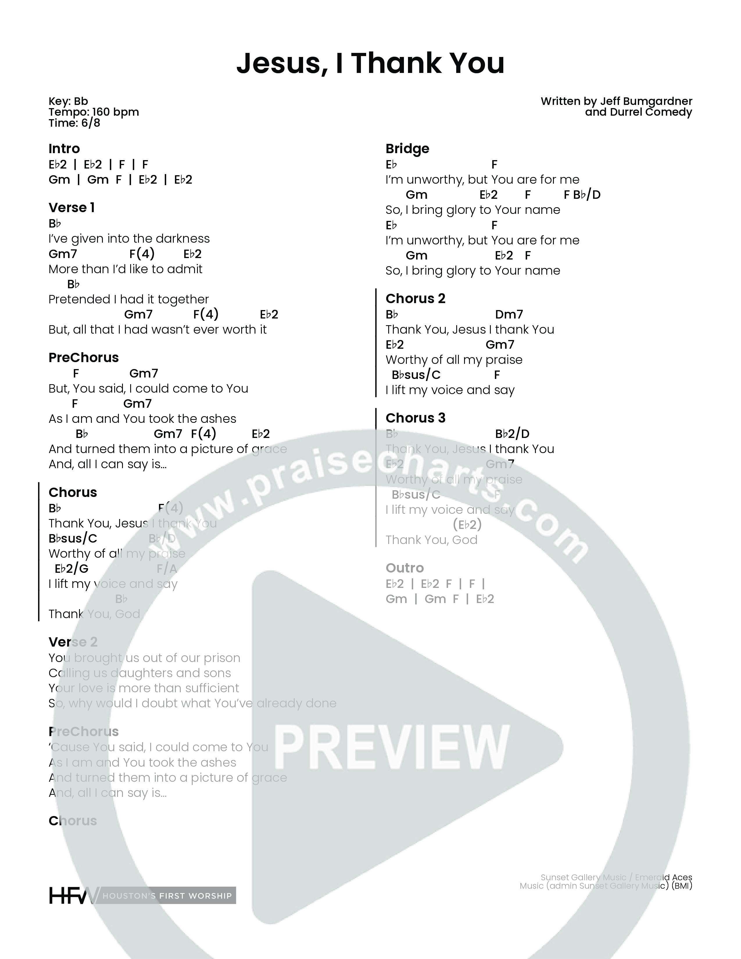 Jesus I Thank You (Choral Anthem SATB) Chord Chart (Houston's First Worship)