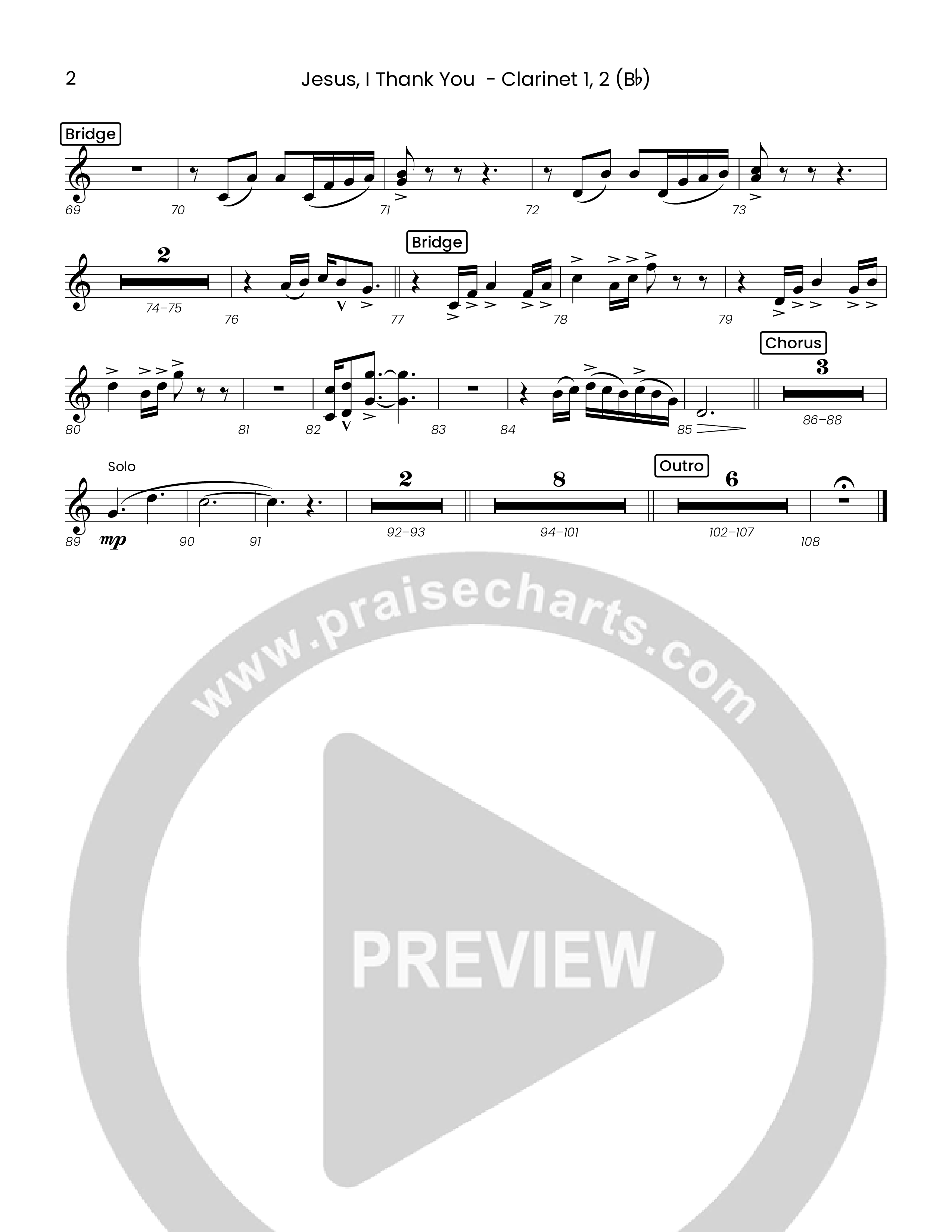 Jesus I Thank You (Choral Anthem SATB) Clarinet 1/2 (Houston's First Worship)