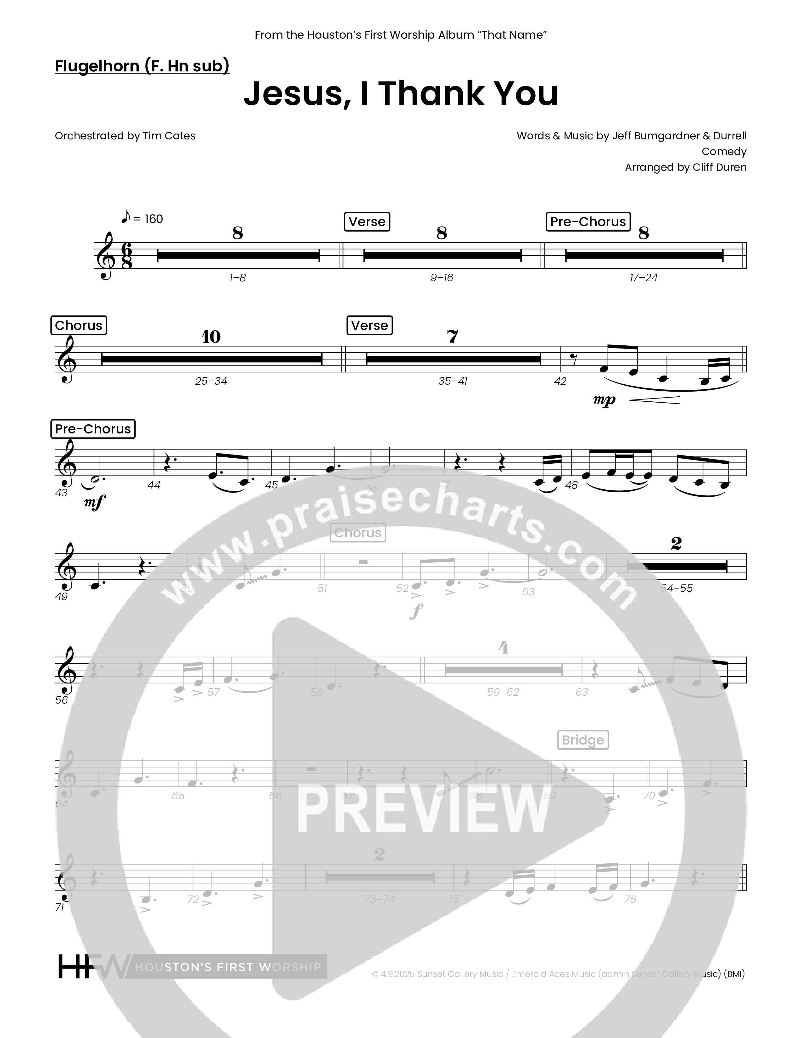 Jesus I Thank You (Choral Anthem SATB) Flugelhorn (Houston's First Worship)