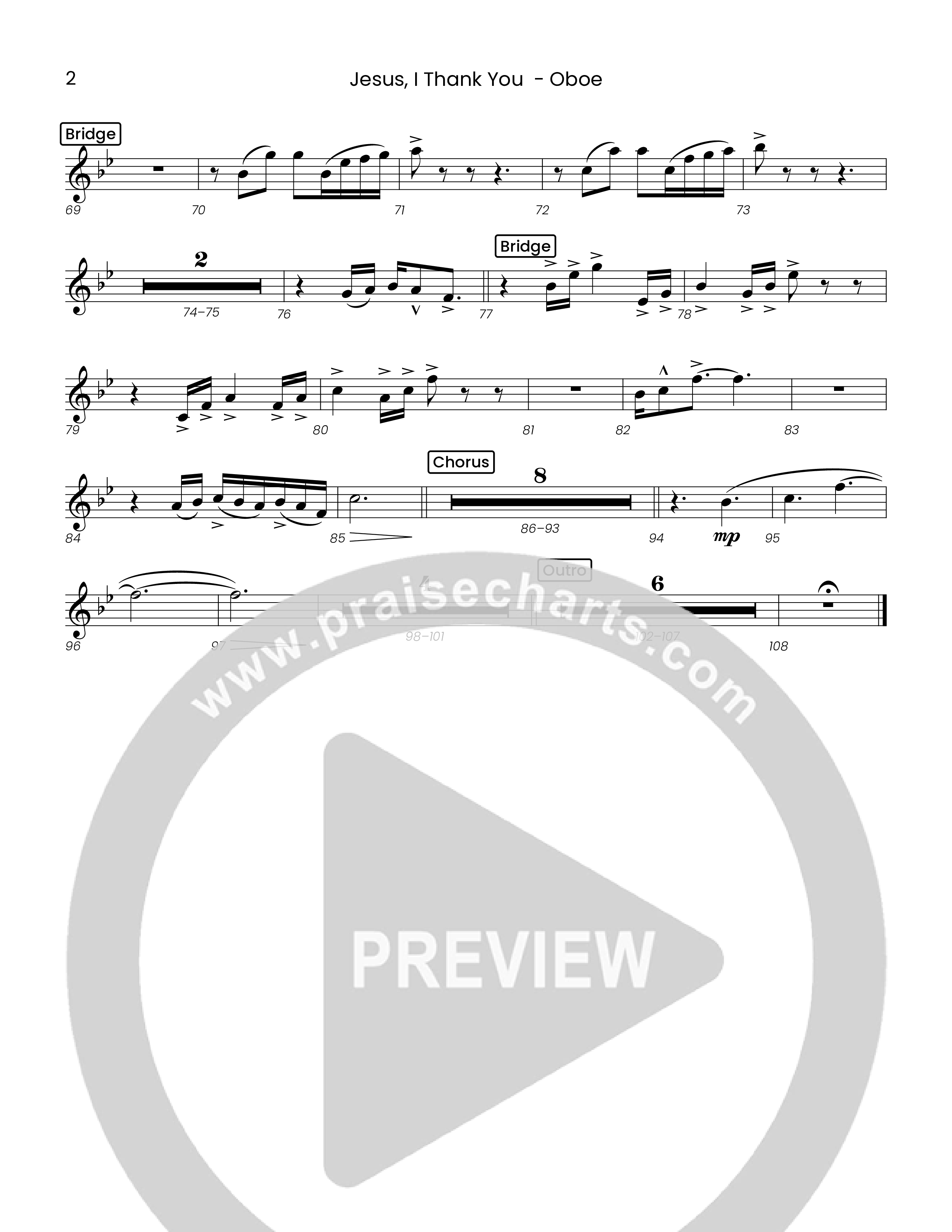 Jesus I Thank You (Choral Anthem SATB) Oboe (Houston's First Worship)