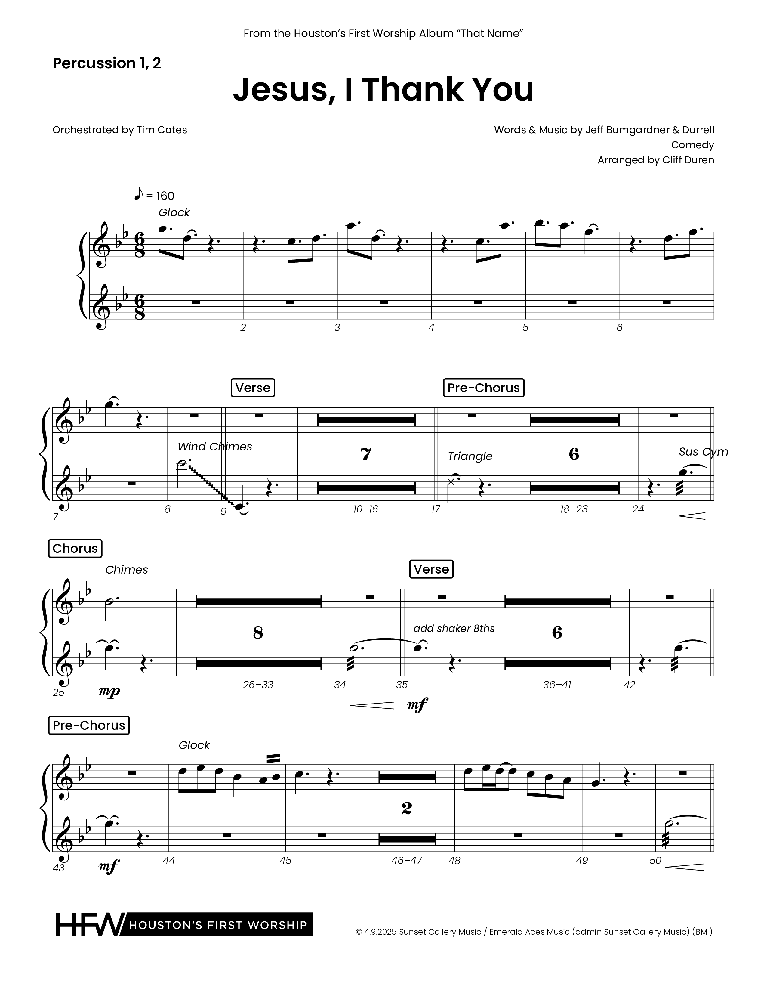 Jesus I Thank You (Choral Anthem SATB) Percussion (Houston's First Worship)