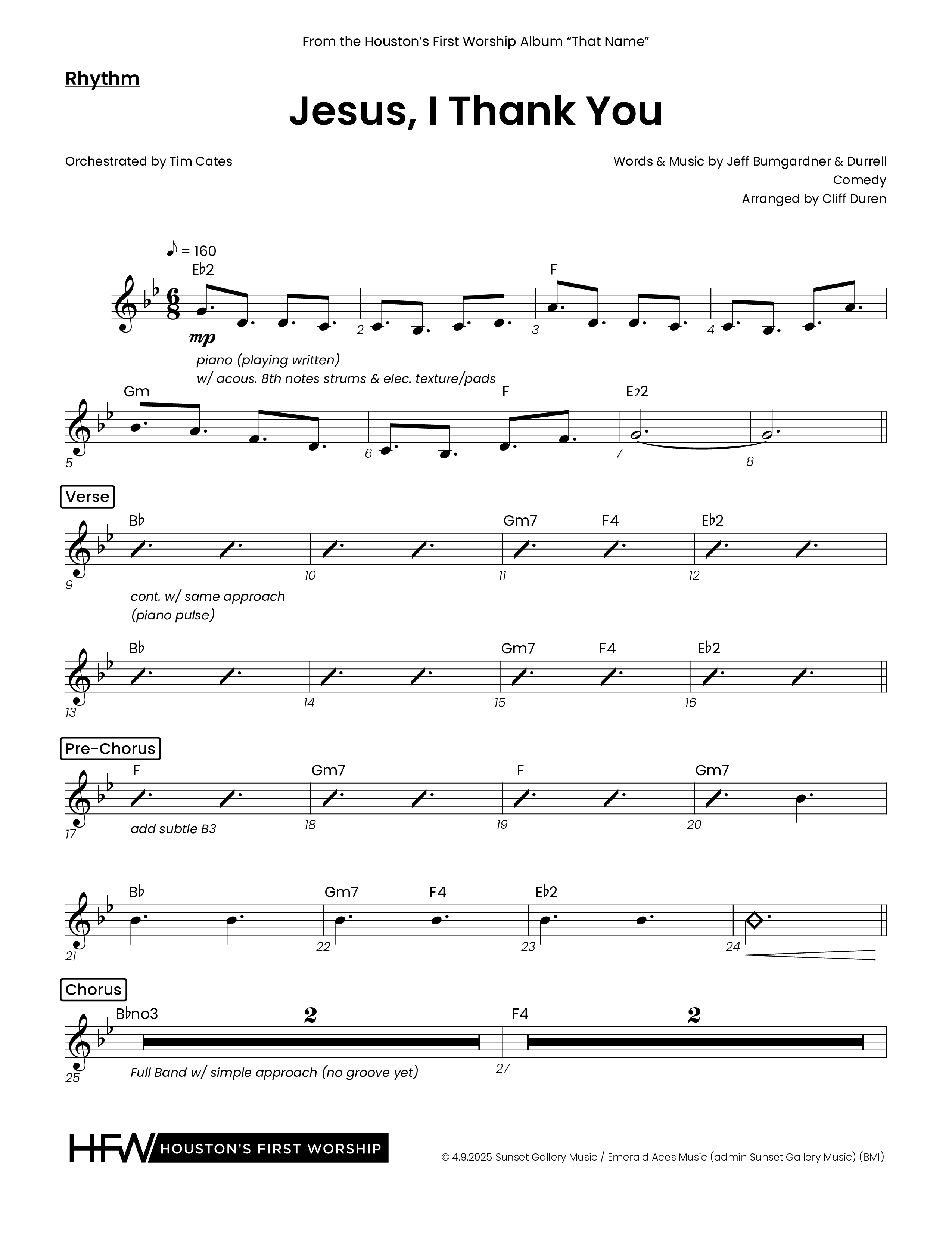 Jesus I Thank You (Choral Anthem SATB) Rhythm Chart (Houston's First Worship)