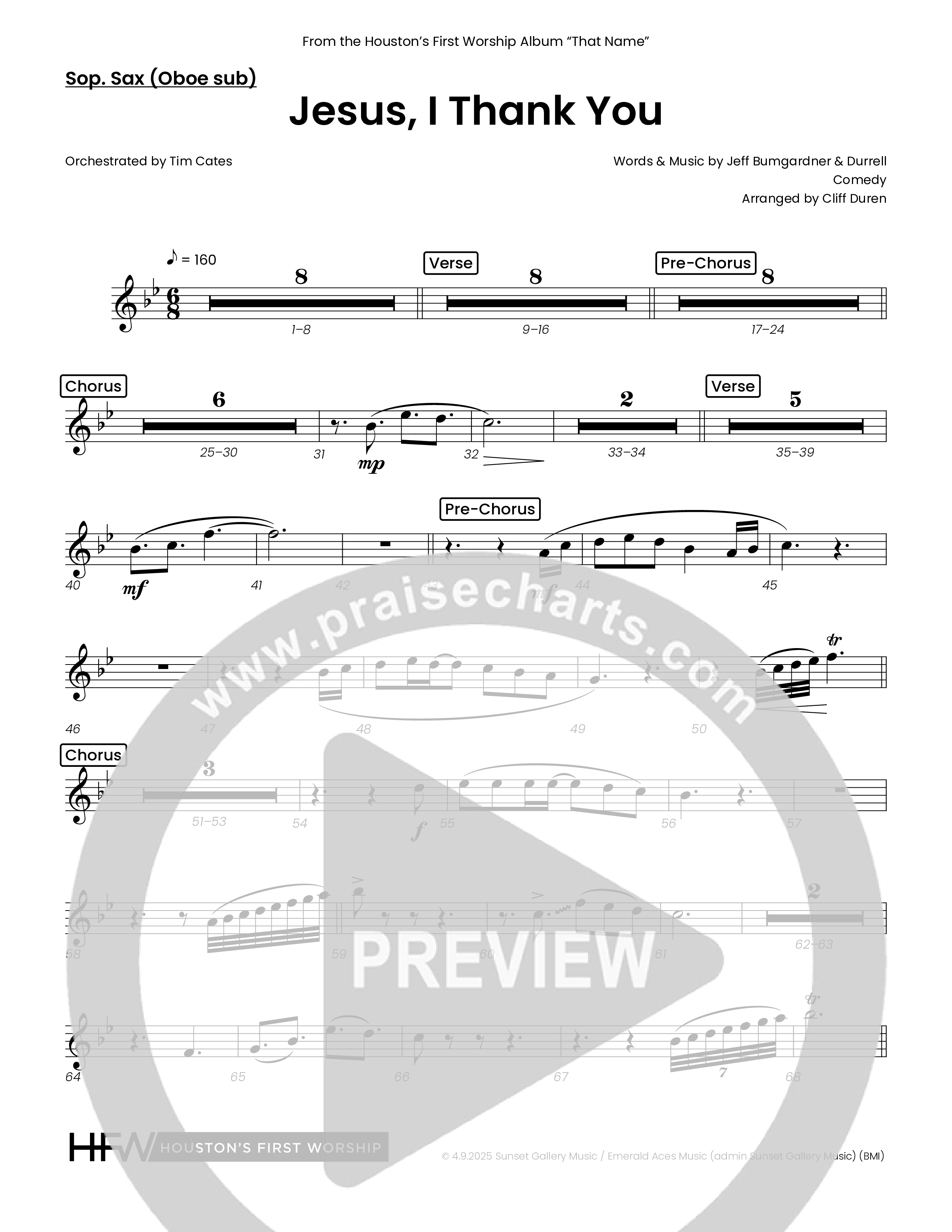 Jesus I Thank You (Choral Anthem SATB) Soprano Sax (Houston's First Worship)