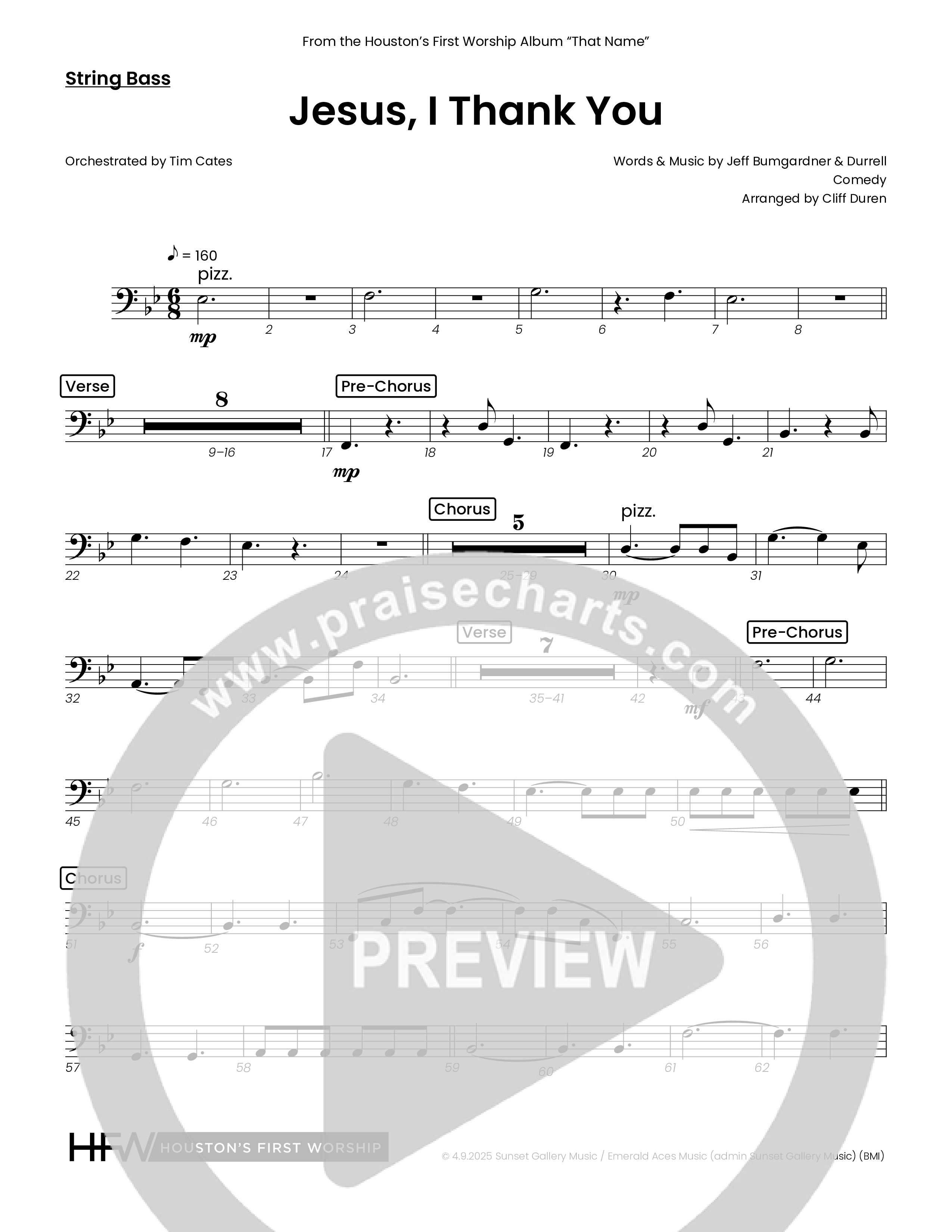 Jesus I Thank You (Choral Anthem SATB) String Bass (Houston's First Worship)