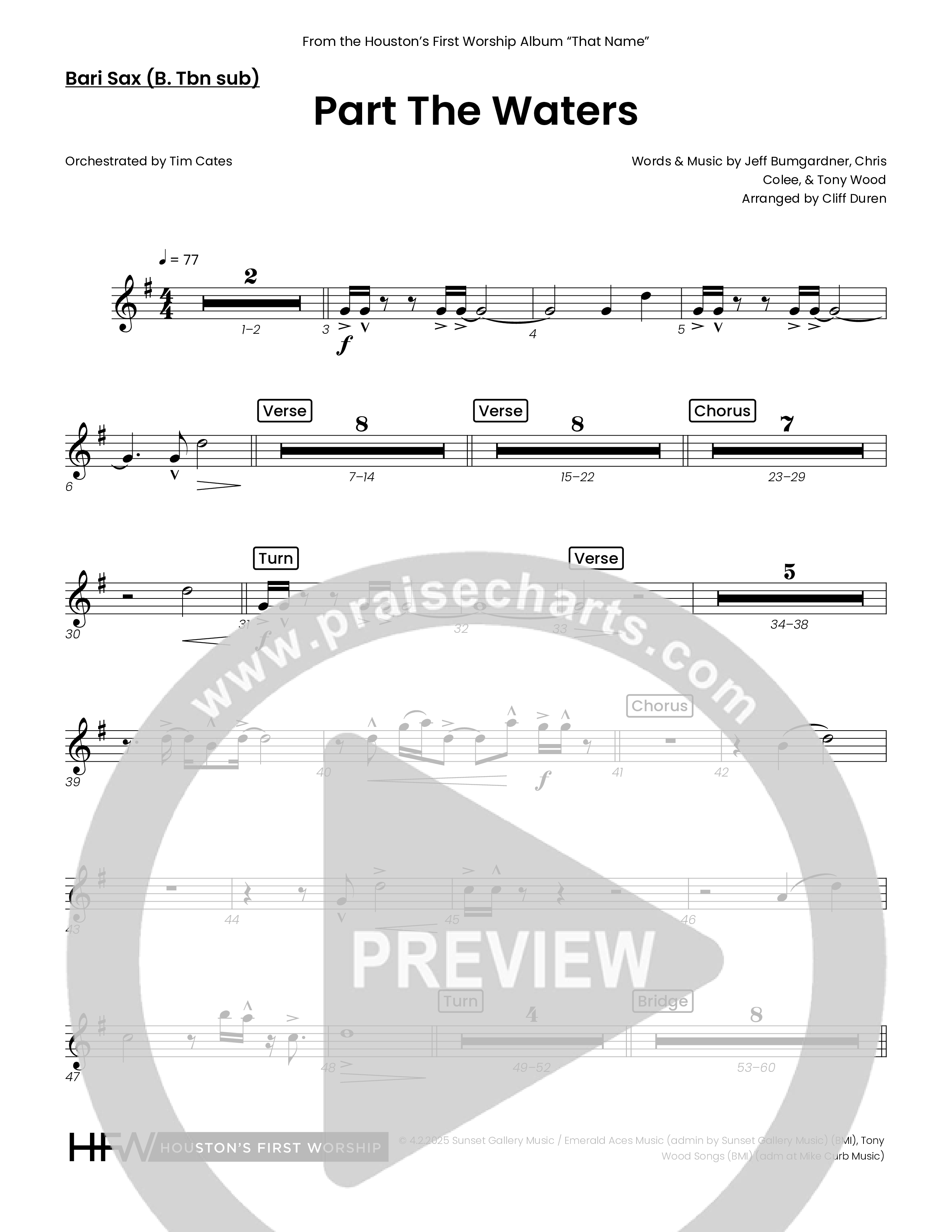 Part The Waters (Choral Anthem SATB) Bari Sax (Houston's First Worship)