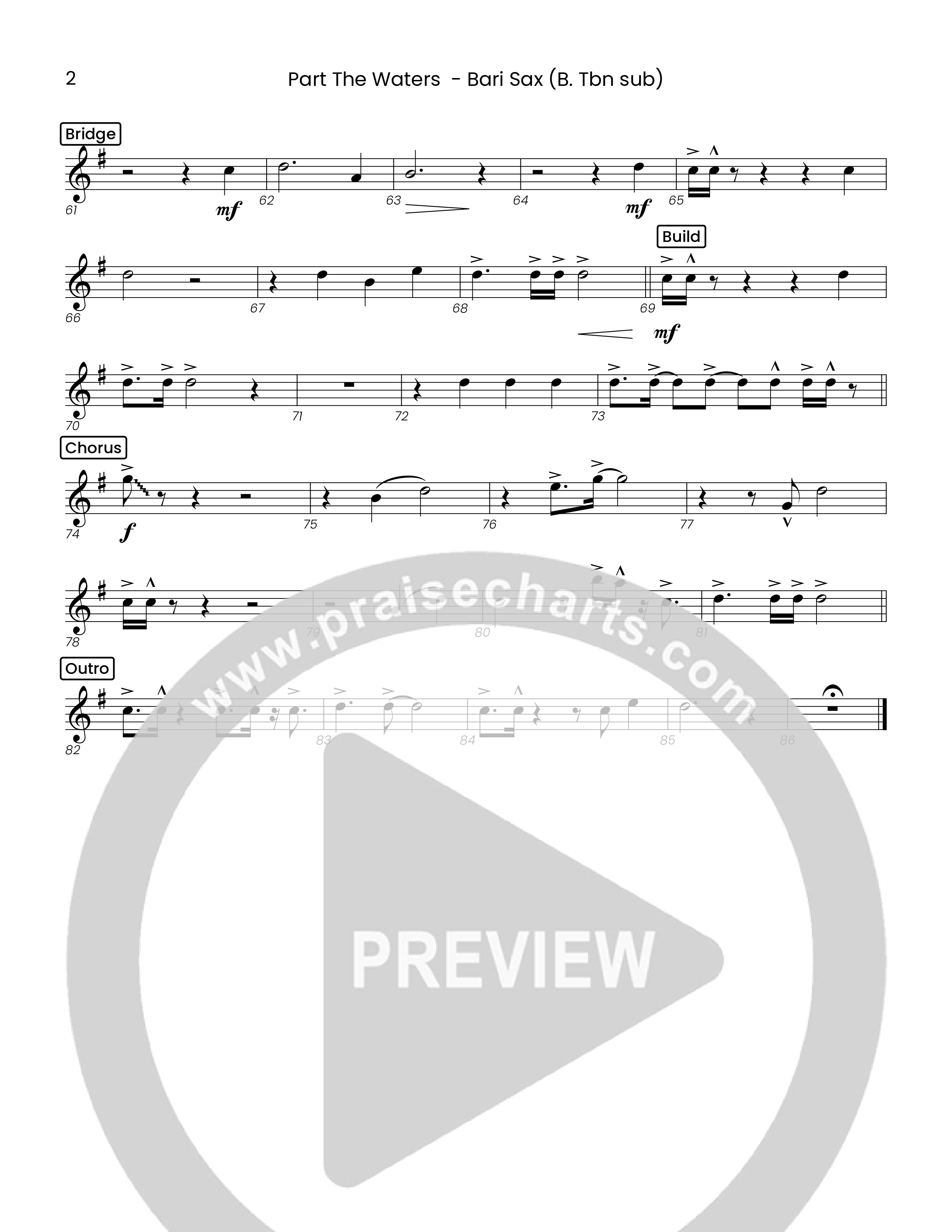 Part The Waters (Choral Anthem SATB) Bari Sax (Houston's First Worship)