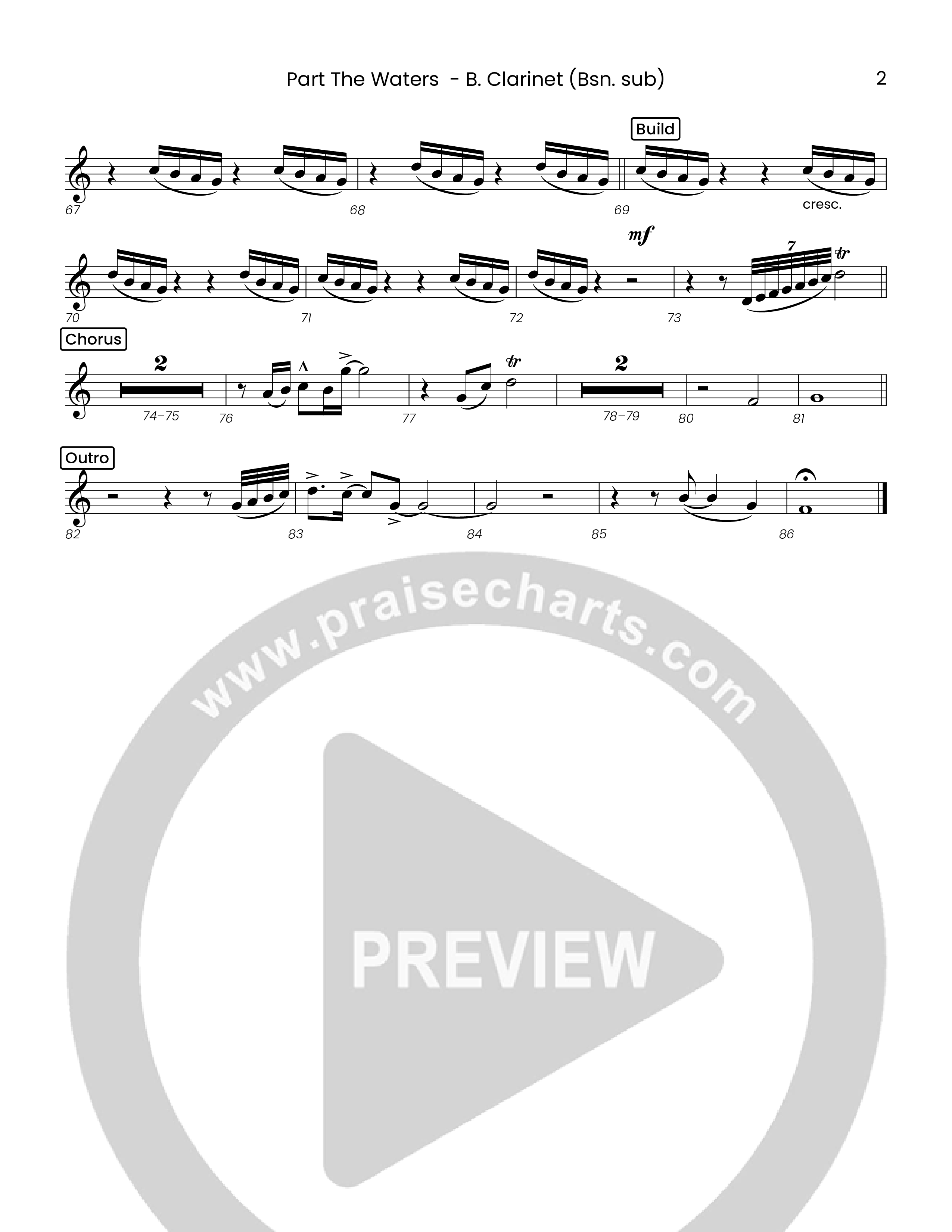 Part The Waters (Choral Anthem SATB) Bass Clarinet (Houston's First Worship)