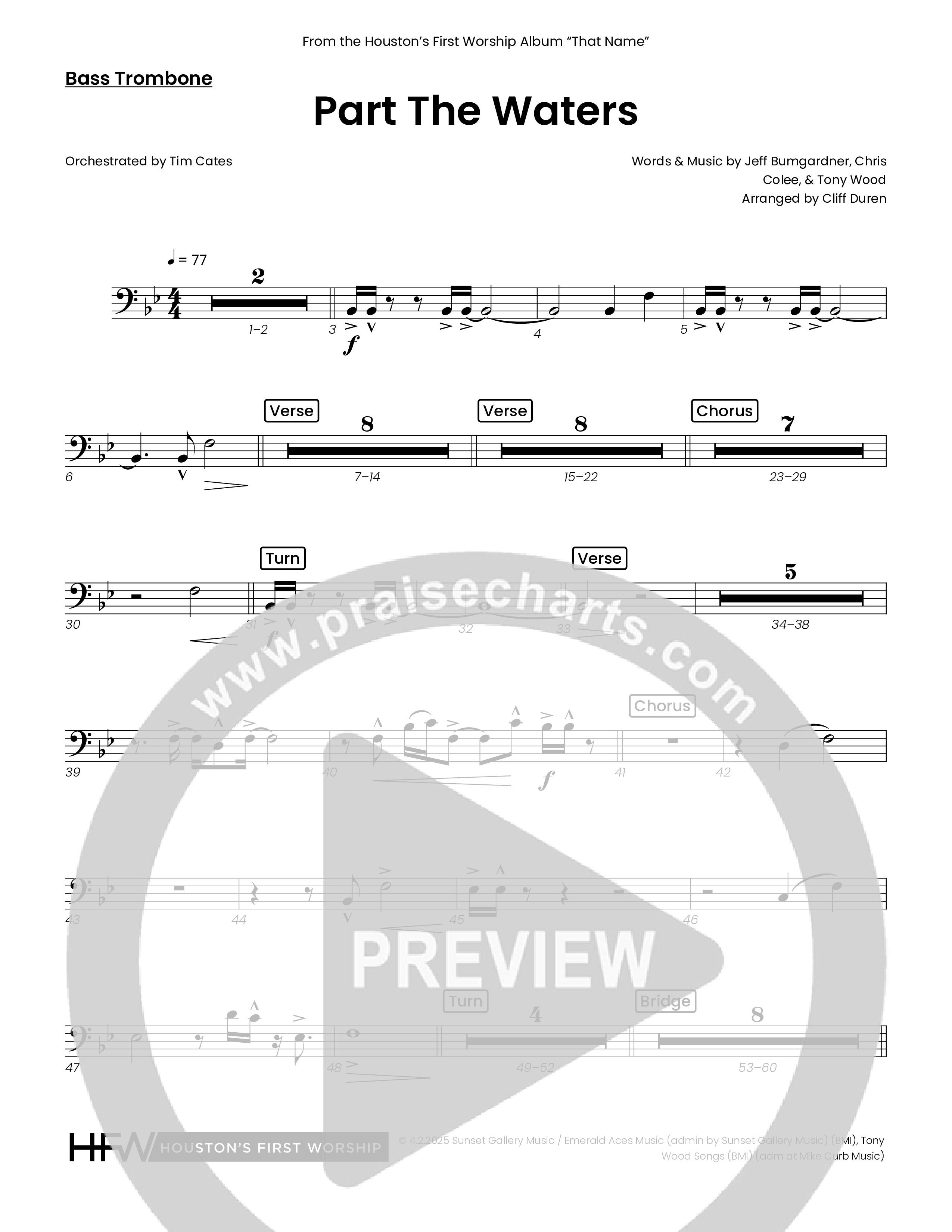 Part The Waters (Choral Anthem SATB) Bass Trombone (Houston's First Worship)